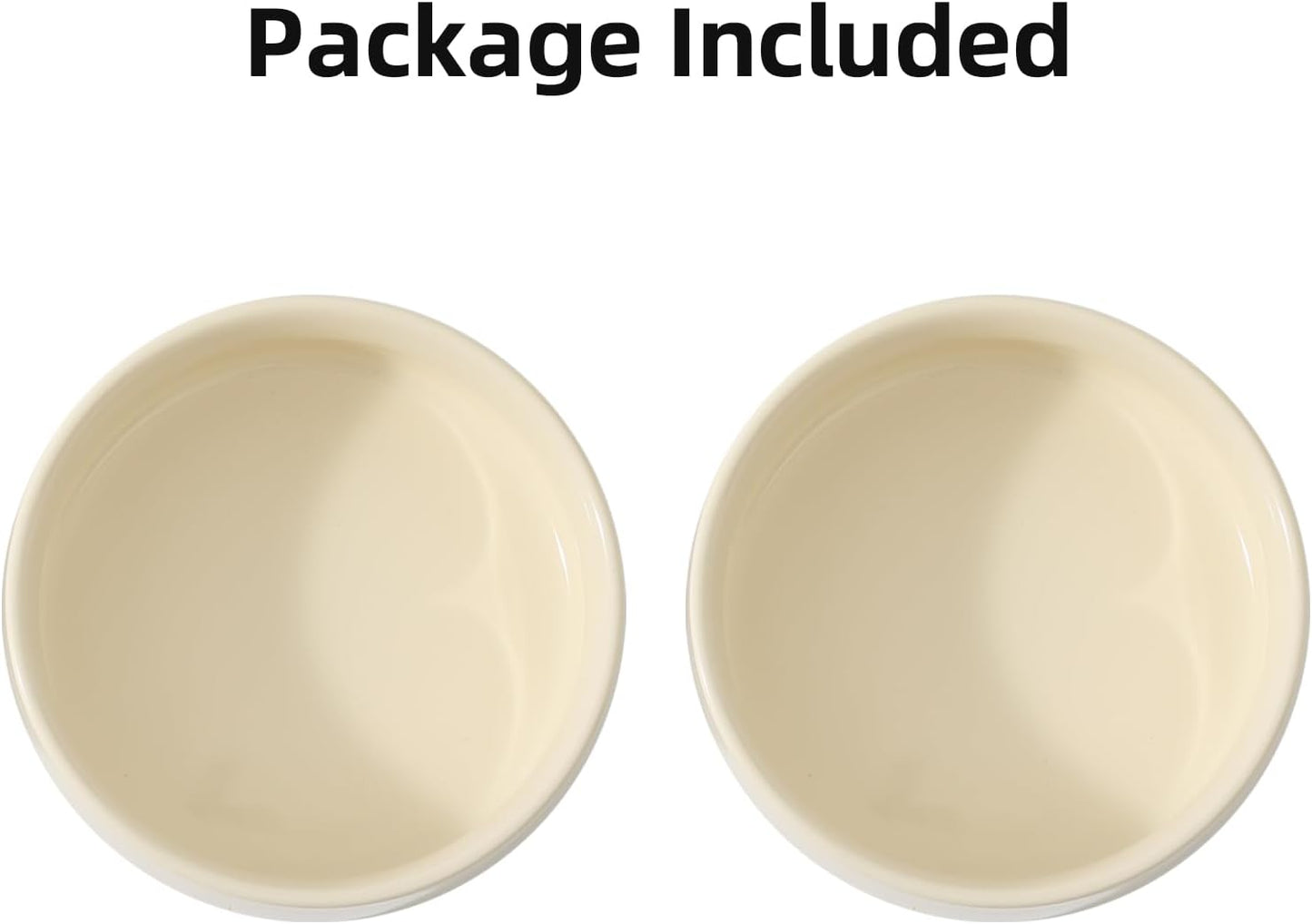 Ceramic 5.1inch Set of 2 Dog and Cat Bowls, 2pcs Anti-Slip Food and Water Feeder Dishes for Puppies, Kitties, Cats(2 Bowls, Beige)
