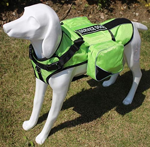 Serijoars Dog Vest Harnesses with Saddlebag Backpack for Camping & Travel - Reflective Hound Hiking Backpack Saddle Bag - Lightweight Vest Harness for Medium & Large Dogs (Green, M)