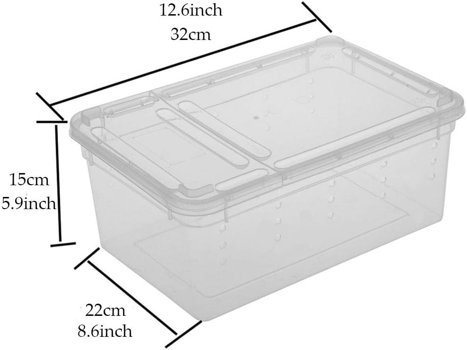 Hamiledyi Reptile Feeding Box Lizard Tarantula Habitat Cage Hatching Container Snake Breeding Box Transparent Portable Plastic Mini Pet Houses for Scorpion Spider Frog