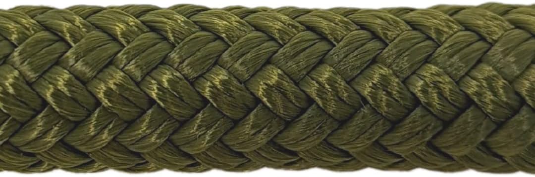 Double Braid Lead Rope with Eye Splice Loop, 12-14FT Lengths (Olive Green, 12 ft.)