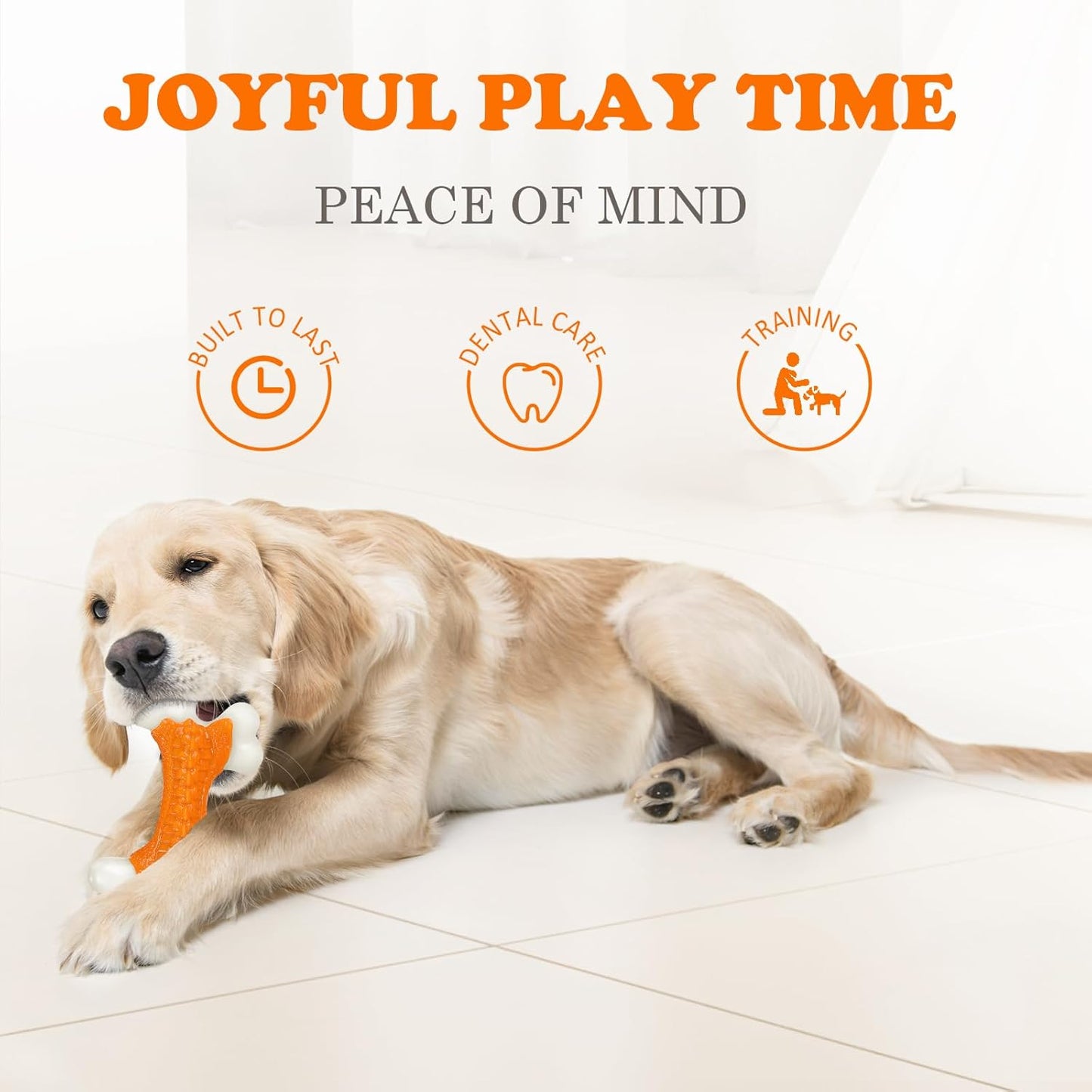 Dog Toys for Aggressive Chewers Large Breed, Tough Bones, Nylon Puppy Teething Chew Toys Medium Dogs, Heavy Duty Peanut Butter Flavor Toys