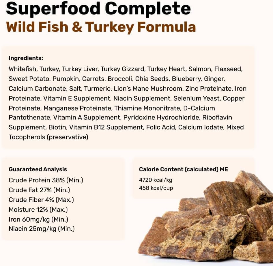 BADLANDS RANCH - Superfood Complete, Air-Dried Adult Dog Food - High Protein, Zero Fillers, Superfood Nutrition by Katherine Heigl (64 oz., Wild Fish and Turkey Formula)