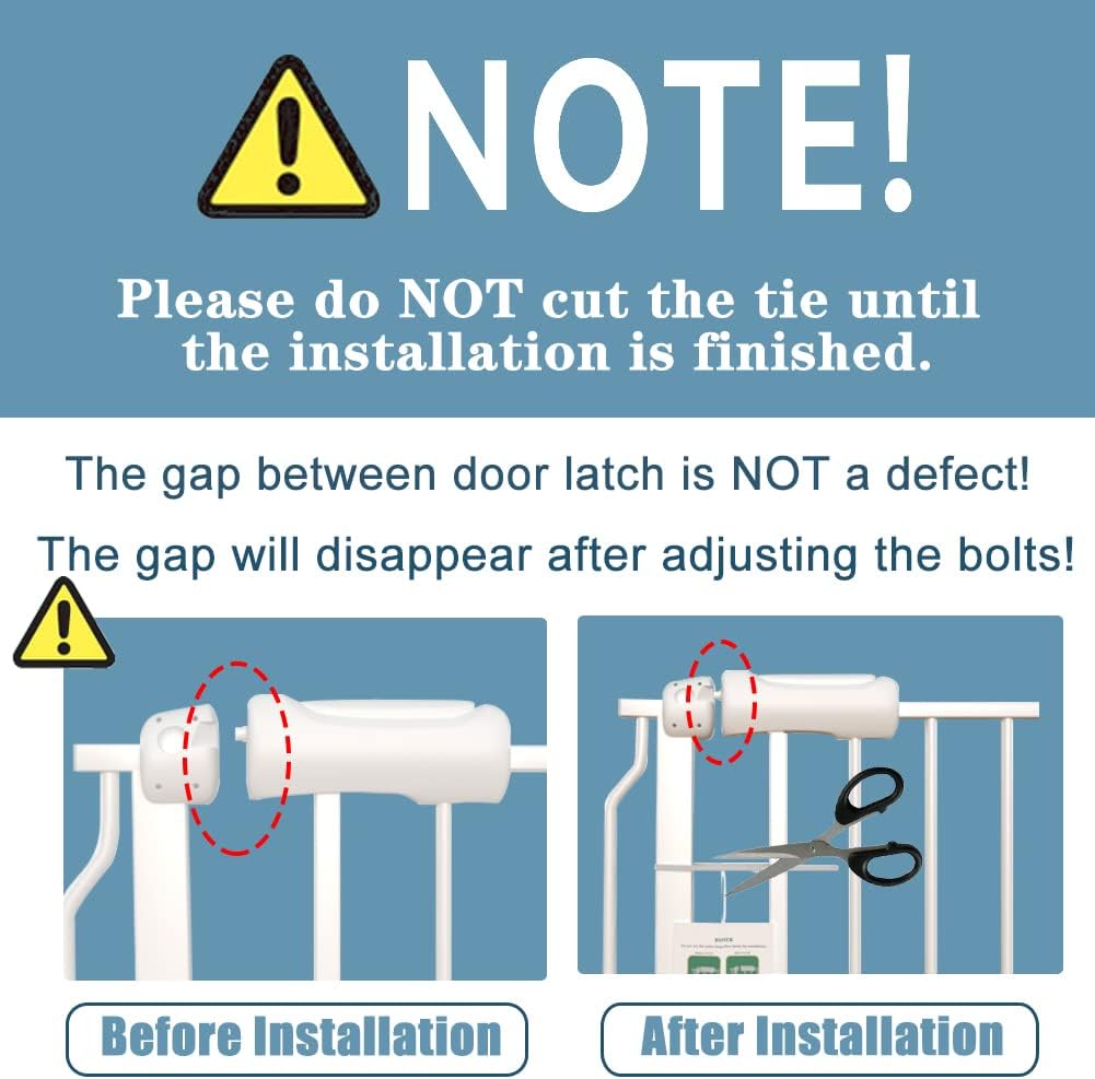 White Extra Wide Baby Gate 53-57.5 inch for Doorways Stairs Pressure Mount Baby Gate Automatic Close Child Dog Pet Safety Toddler Gates with Extensions