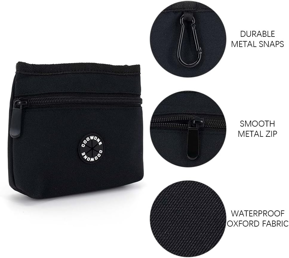 COOWONE Dog Treat Pouch with Pet Training Clicker, Detachable Dog Puppy Training Treat Bag, 900D Oxford Cloth Magnetic Closure Small Dog Poop Bag Holder for Travel or Outdoor Use