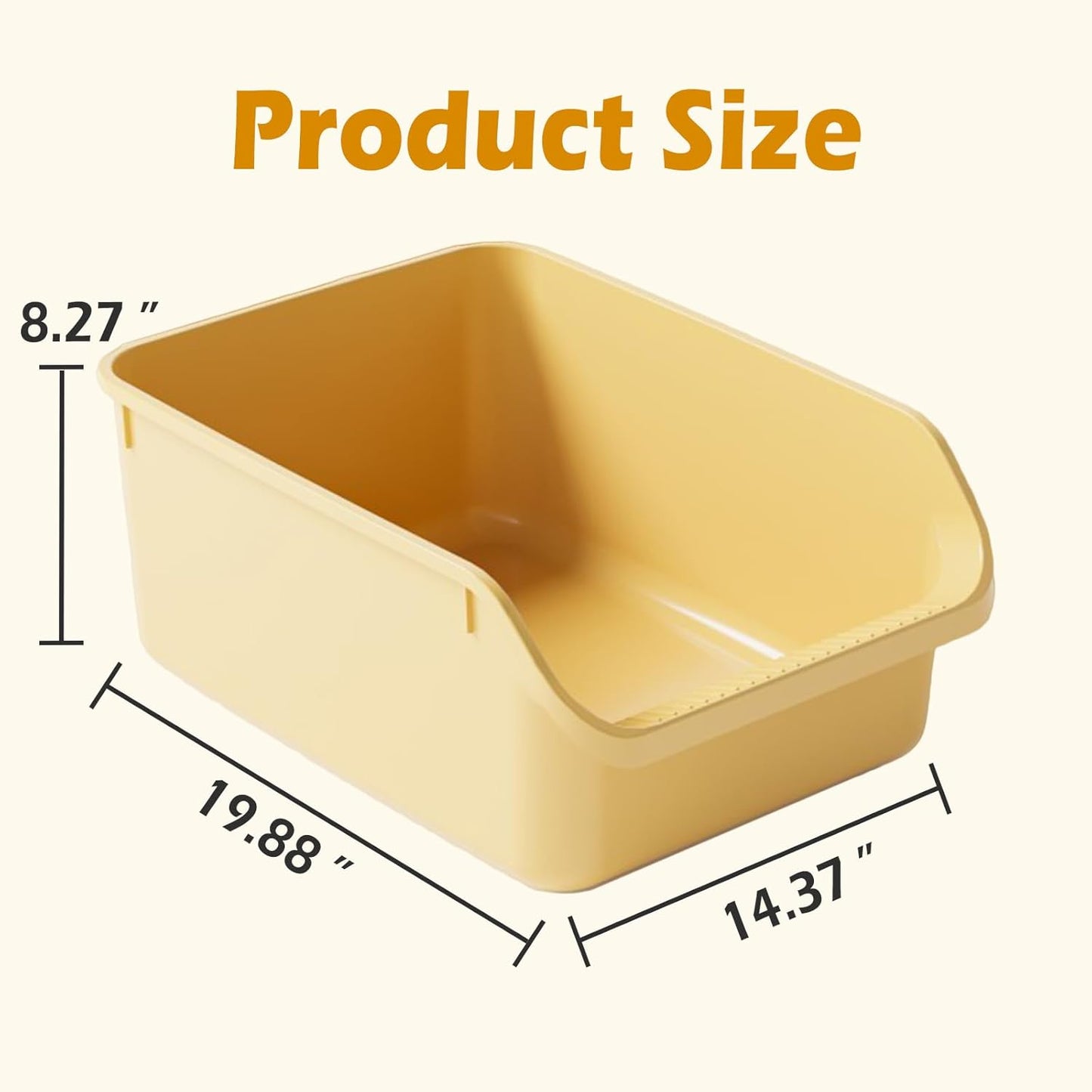 SpaceTime Large Cat Litter Box with High Sides,Cat Boxes for Indoor Cats,Cat Litter Pan for Kitty,Litter Box with Low Entry,Easy to Clean,Anti-Splashing(Cream White)