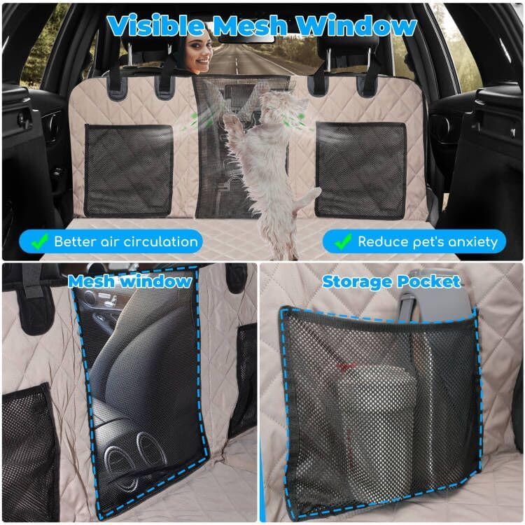 URPOWER XL Dog Back Seat Extender for Crew Cab Truck, Hard Bottom Dog Car Seat Cover Waterproof Dogs Car Hammock Pet Backseat Bed, Pet Truck Accessories for F150 / RAM 1500/ Tundra Crew Cab