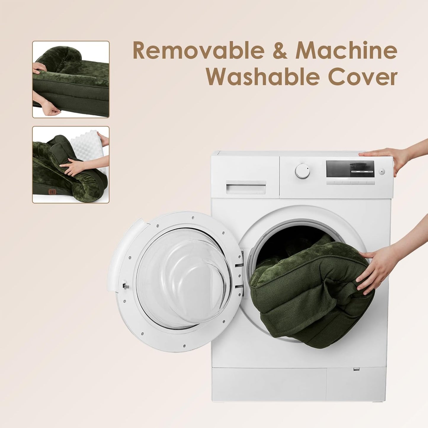 EHEYCIGA Orthopedic Dog Beds for Large Dogs, Waterproof Memory Foam Large Dog Bed with Sides, Non-Slip Bottom and Egg-Crate Foam Pet Couch Bed with Washable Removable Cover, Dark Green