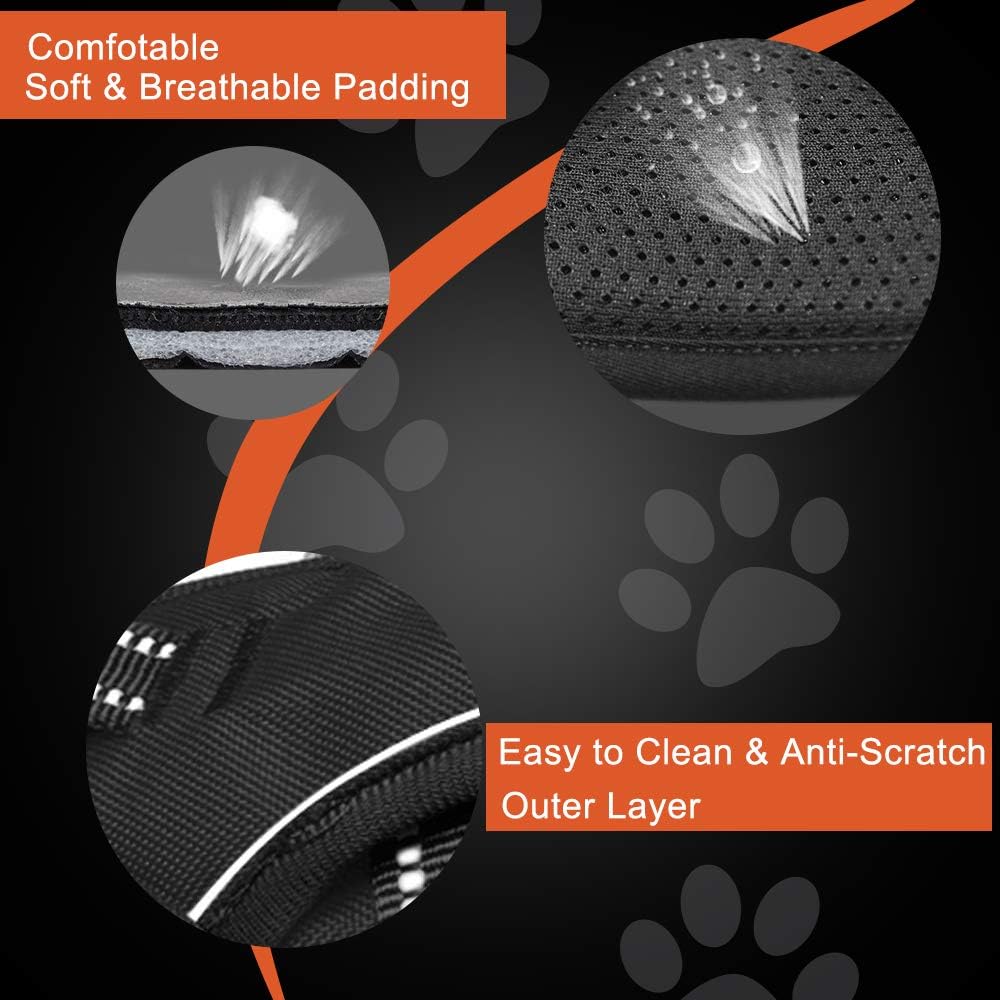 PHOEPET No Pull Dog Harnesses for Small Puppies Reflective Adjustable Front Clip Vest with 2 Metal Leash Attachment Hooks Soft Handle(S, Blue)