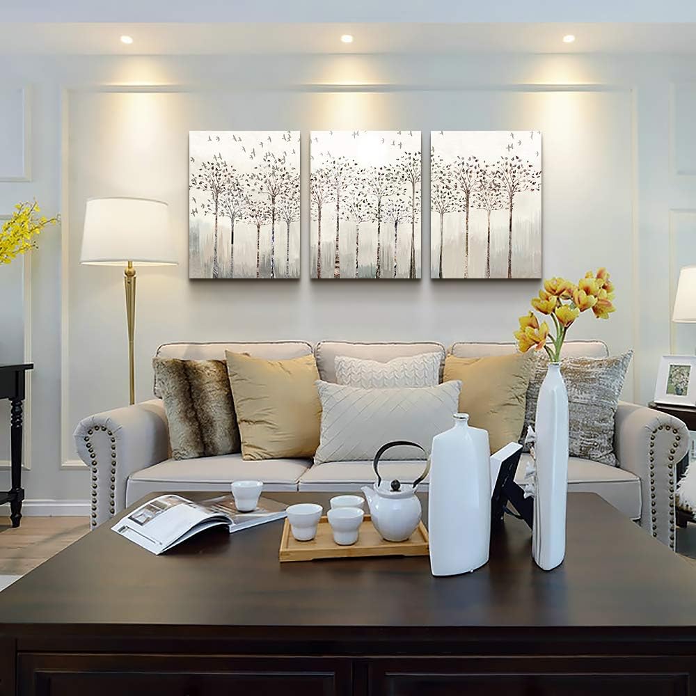 trees and birds Abstract Paintings Canvas Prints Wall Art for Bedroom Bathroom Wall Decor office Artworks Pictures Wall Decorations for Living Room,3 Piece Sunrise and sunset Modern Home Decoration