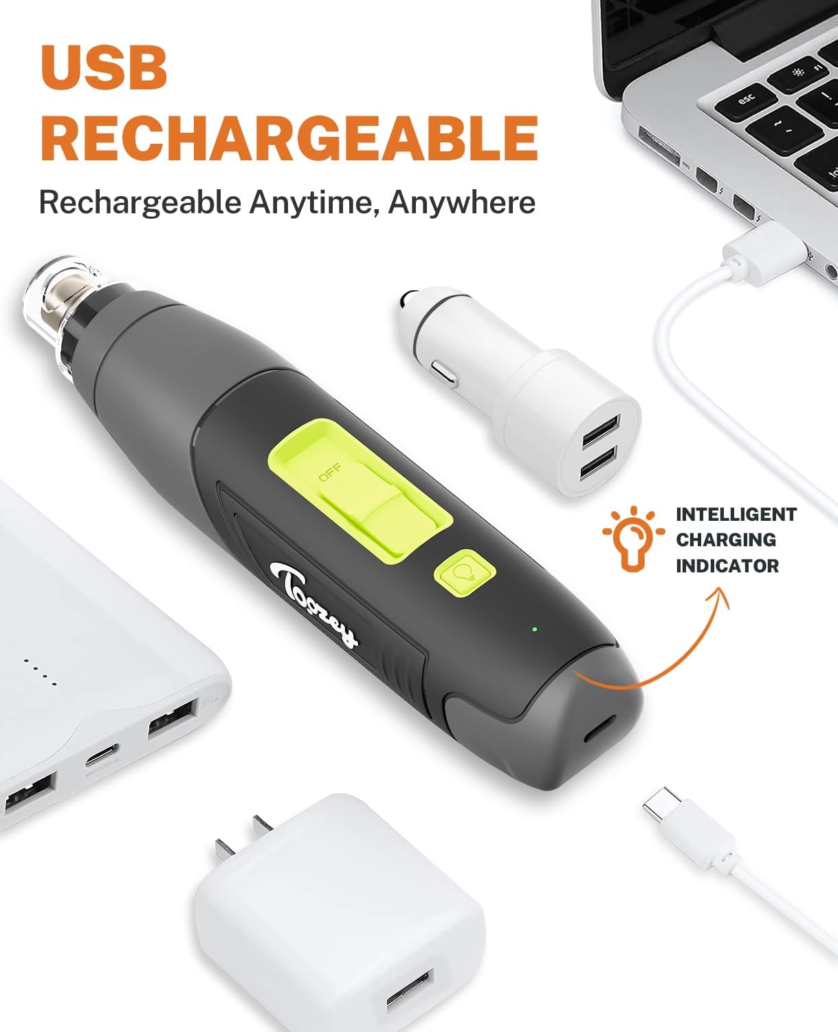 Toozey Dog Nail Grinder - Electric Pet Toenail Trimmer with 12, Gray High-Grade Durable Professional Tool, 1 Count