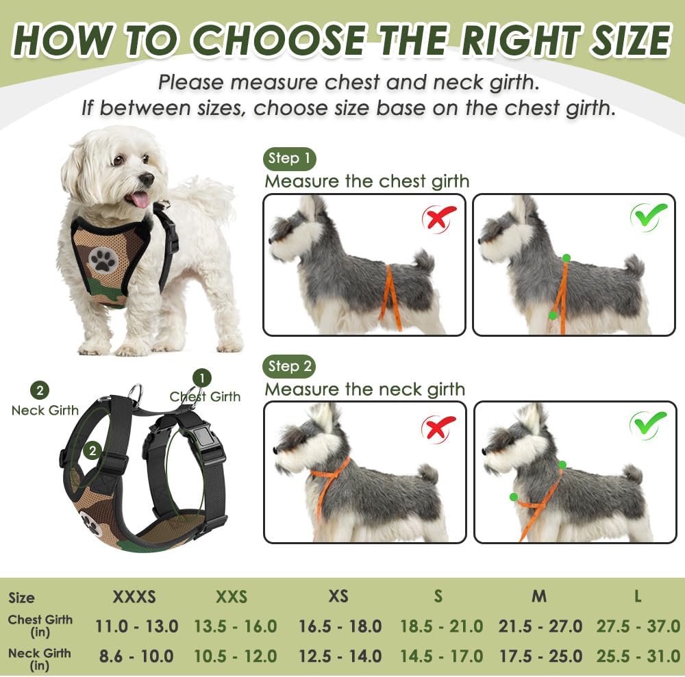 SlowTon Dog Seat Belt Harness for Car, Dog Car Harness Adjustable Mesh Breathable & Dog Seatbelt Safety Tether with Elastic Bungee for Small Medium Large Pets(Camouflage, Double Clip, S)