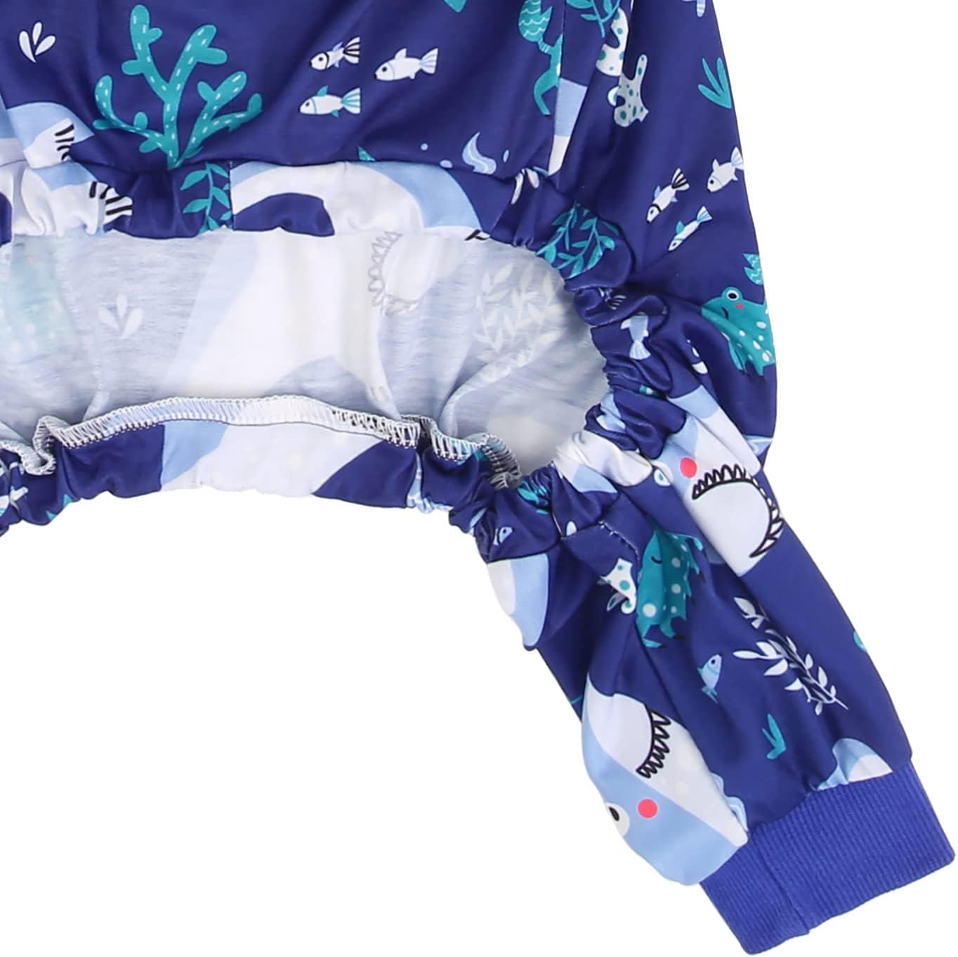 HDE Dog Pajamas One Piece Jammies Jumpsuit Pet Clothes Outfit Stretchy Lightweight Comfy Shirt Pjs for M-3XL Dogs Sharks - L