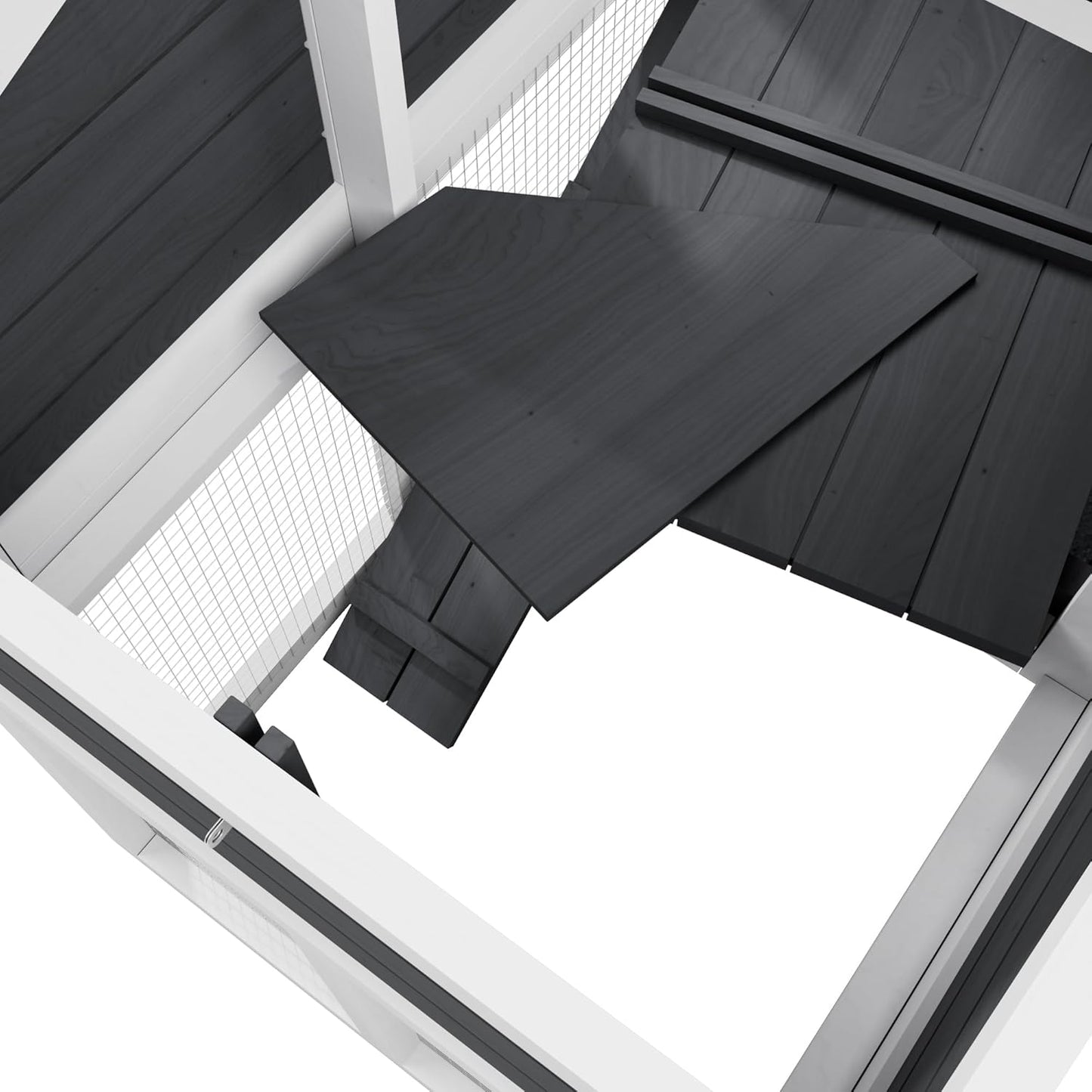 Bunny Cage Premium Rabbit Hutch with Leak-Proof Roof, 2-Story Bunny House for Guinea Pigs & Hamster,Wooden Chicken House with Deep Pull-Out Tray, Waterproof Chicken Coop for Outside (Grey)