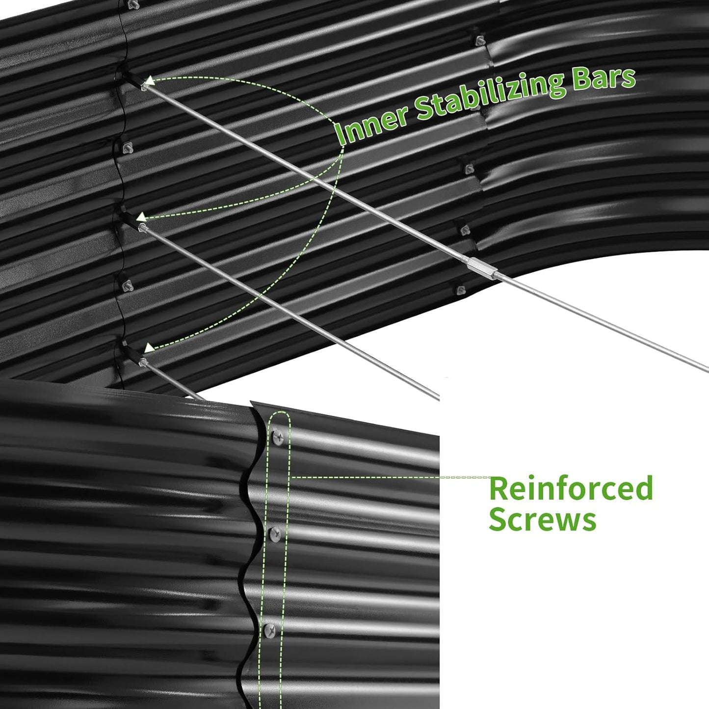 Land Guard Galvanized Metal Raised Garden Bed Kit, 8x4x1.5ft Large Planter Boxes Outdoor, Oval Gardening Box, Patio Garden Planter Box for Vegetables (Grey)