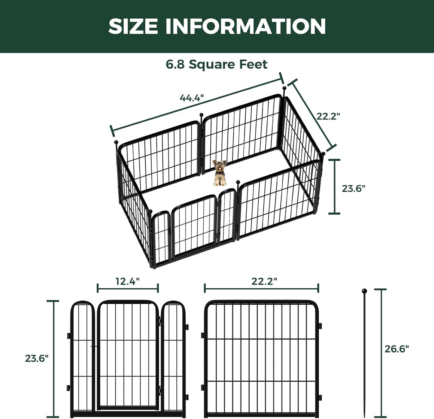 FXW Rollick Unleashed Dog Playpen for Indoor, Yard, RV Camping, 24 inch 6 Panels for Small and Puppy Dogs│Patented