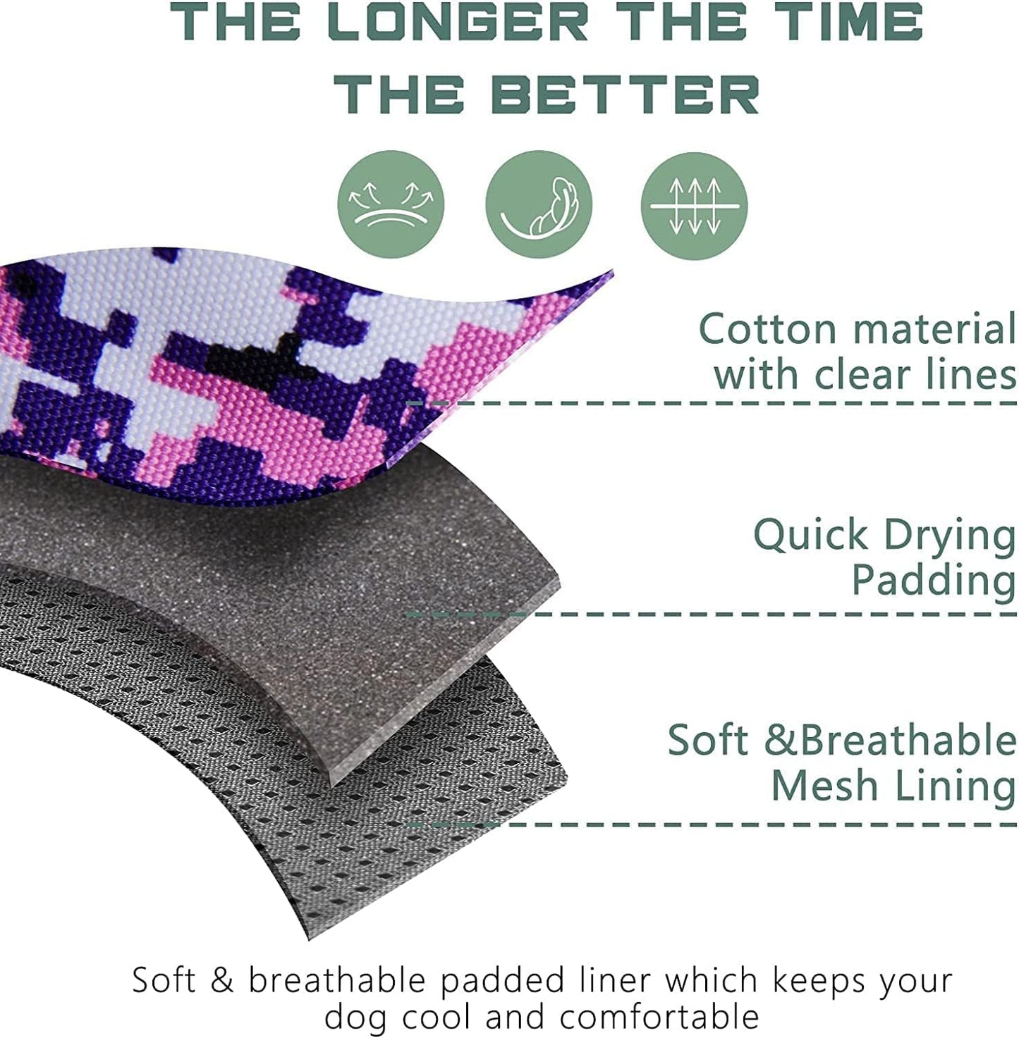 No Pull Dog Harness for Small Dogs, Adjustable No Choke Pet Vest with Dog Leash Fit Smart Reflective Pet Walking Harness for Training Easy Control Soft Handle Purple Camo S