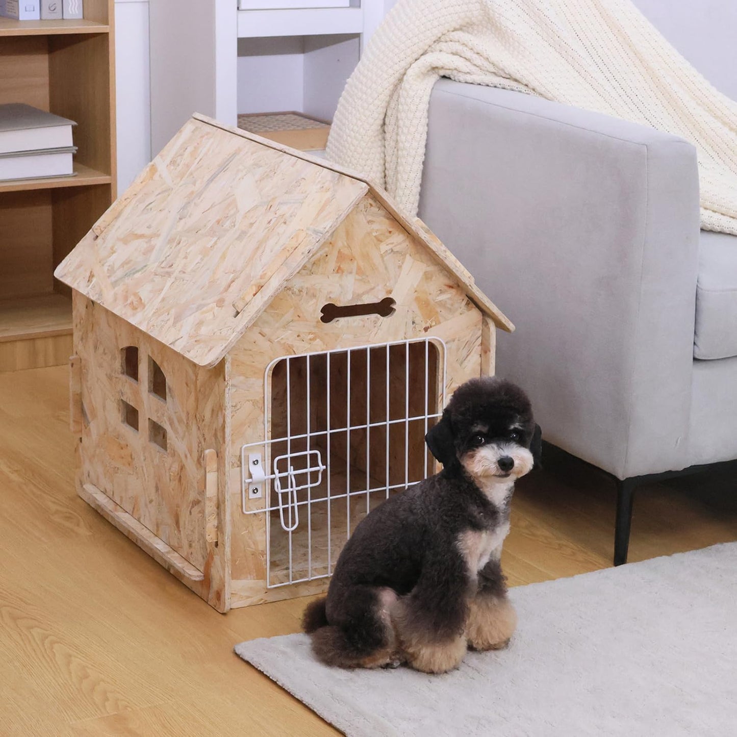 Dog House Indoor for Small Dogs or Cats, Cozy Wooden Design, Small Indoor Bed House, with Air Vents and Elevated Floor Warm Dog Cave