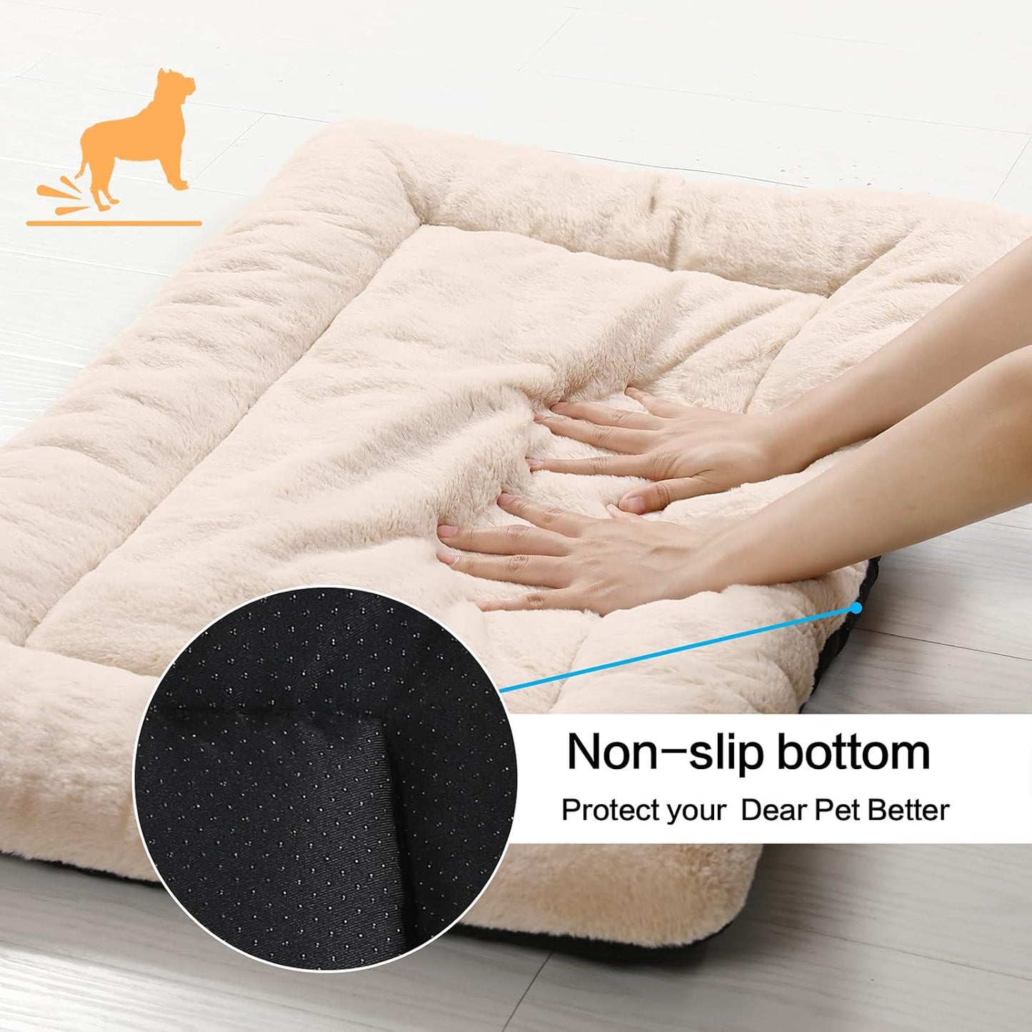 Dog Beds Crate Pad for Extra Small Dogs Ultra Soft Dog Crate Bed Washable & Anti-Slip Kennel Pad for Dogs Cozy Sleeping Mat,Cream 22inch