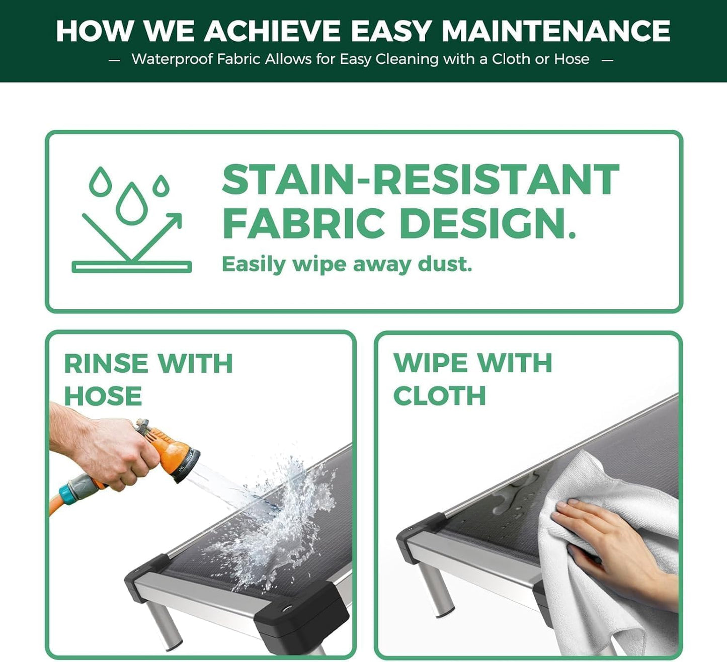 FXW TitanNest Chew-Proof Elevated Dog Bed, Raised Cot for Indoor/Outdoor/Camping Use, Durable & Washable Padded Pet Bed for Small Dogs, 35.0" L x 22.0" W x 4.5" H, Gray