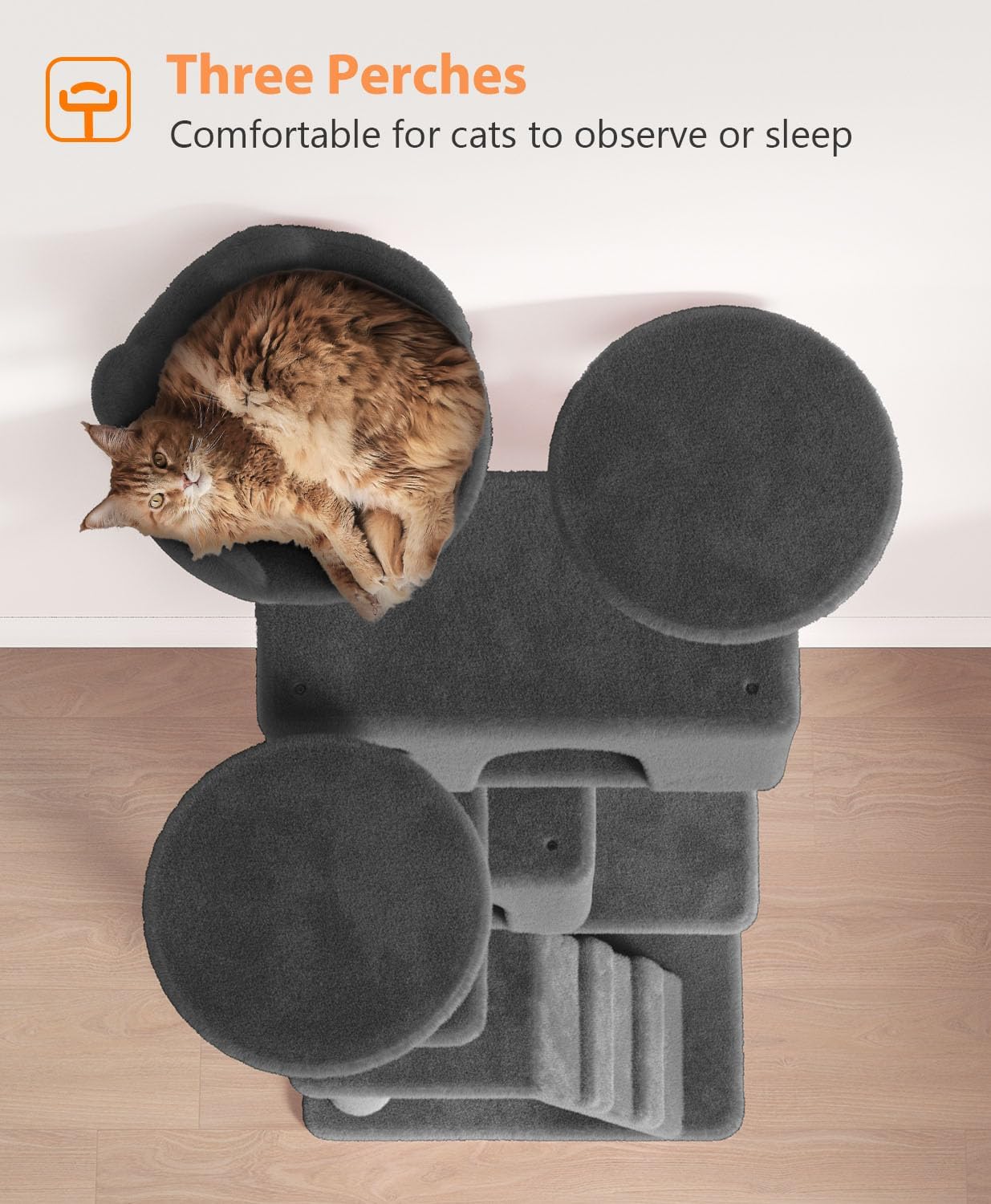 54" Cat Tree Tower for Indoor Cats Large Adult,Cute/Tall Modern Cat Tree for Big Cats 20 lbs, Plush Multi-Level Cat Condo with Scratching Posts,Hammock, Dangling Ball (Smoky Gray, 54 inch)
