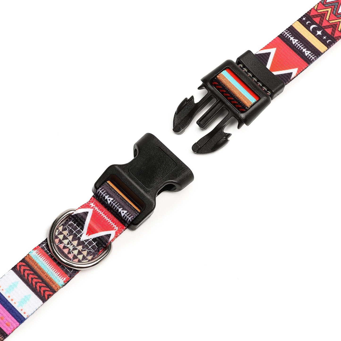 Mercano Adjustable Dog Collar - Special Design Patterns, Soft Nylon Comfortable Durable Pet Collar for Small Medium Large Dogs (L, Tribal Pink)