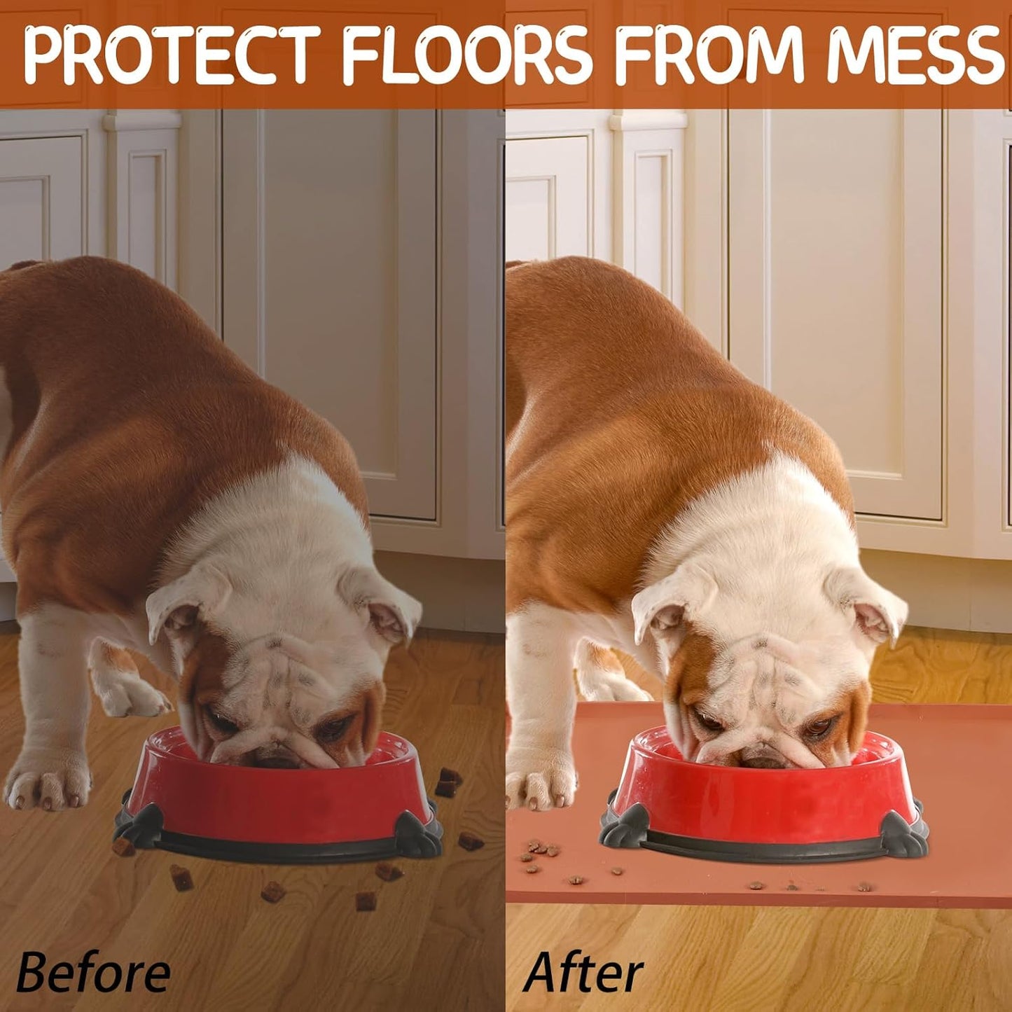 MateeyLife Silicone Cat & Dog Food Mat for Floors Waterproof, Anti-Slip Dog Bowl Mats for Food and Water, Pet Feeding Mats with Lip to Prevent Spills, Pet Placemat for Messy Drinkers to Protect Floors