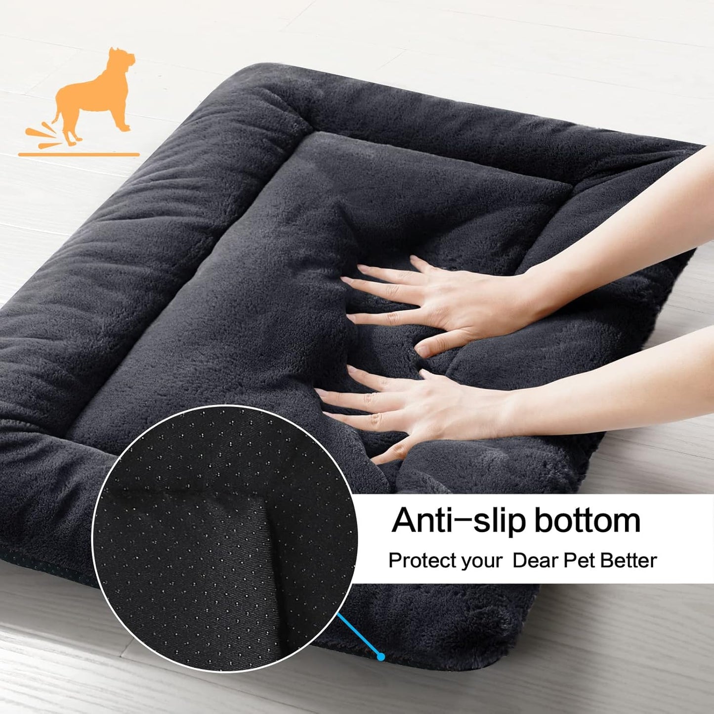Dog Beds Crate Pad for Dogs Ultra Soft Dog Crate Bed Washable & Anti-Slip Kennel Pad for Dogs Cozy Sleeping Mat (36inch, Dark Gray)
