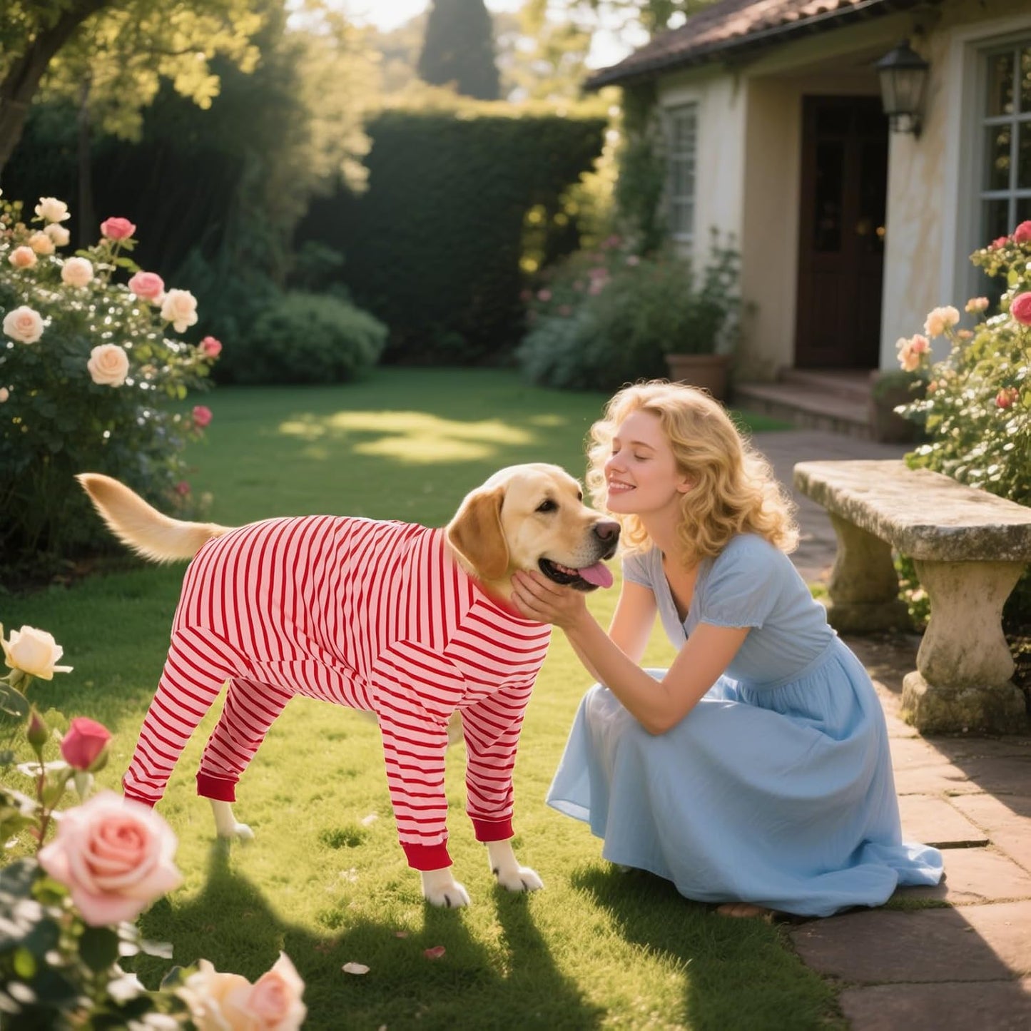 Yeapeeto Dog Onesie Surgery Recovery Suit for Large Medium Bodysuit Dogs Pajamas PJS Full Body for Shedding, Prevent Licking, Wound Protection, Cone Alternative… (Red Pink, 7X-Large (Pack of 1))