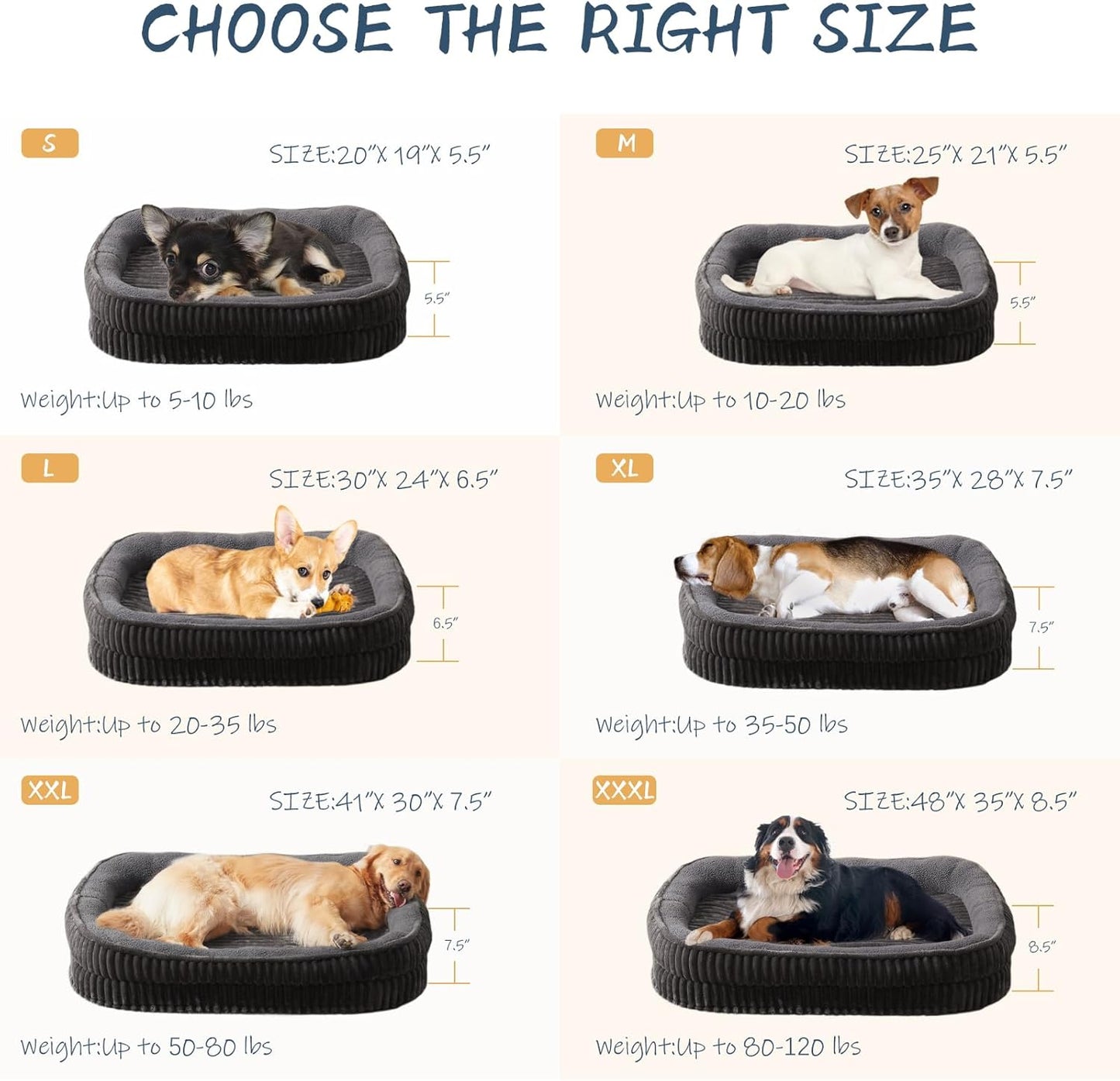 Orthopedic Dog Bed for Large Dogs Breeds, High Density Egg Crate Foam Dog Sofa Beds,Oval Kennel Bed, Pet Couch Bed with Four Sided Bolster, Removable Washable Cover& Non-Slip Bottom