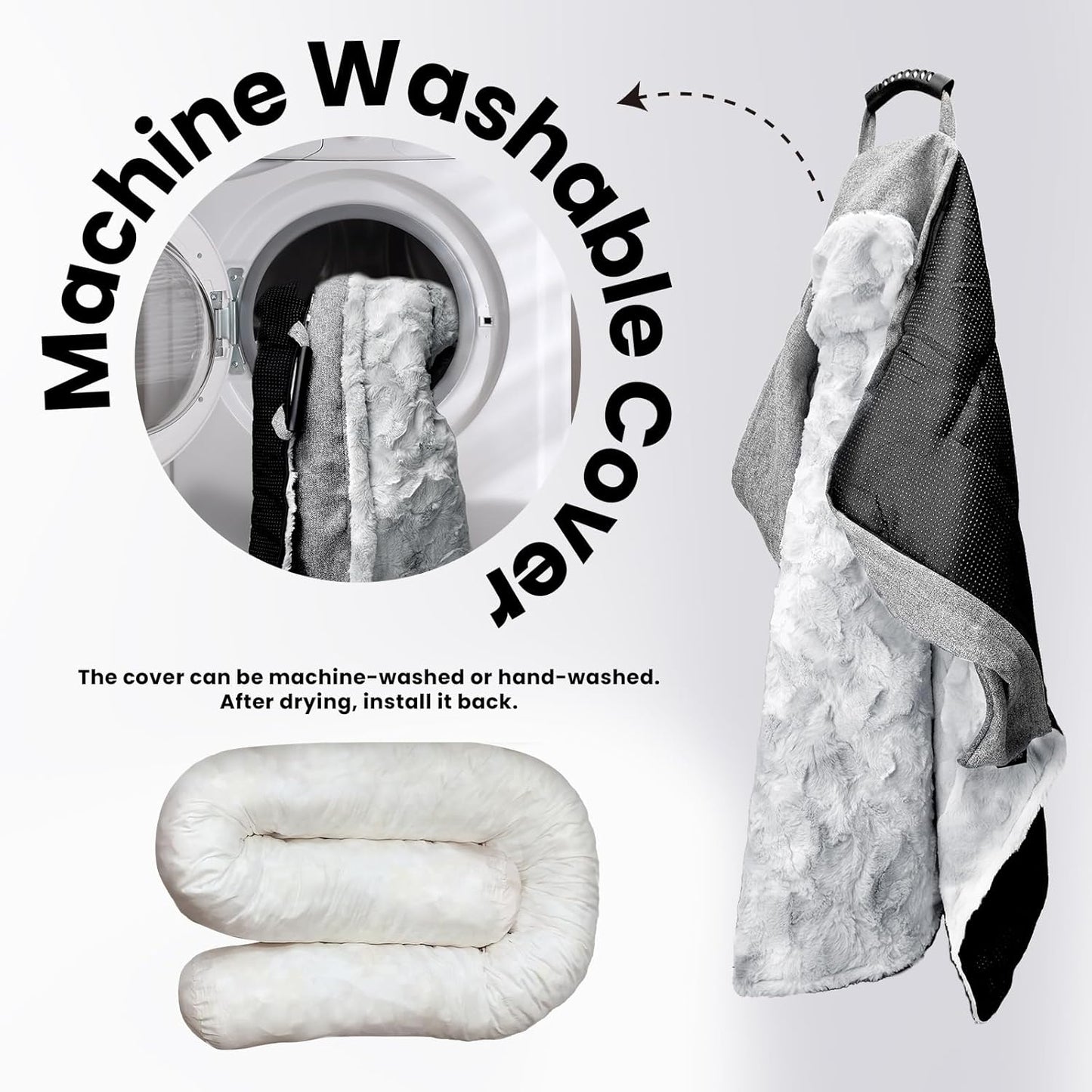 Calming Dog Couch Bed for Medium Dogs/Cats, 35 x 31 inch Waterproof Removable Pet Mat Couch Cover for Furniture Protector, Non-Slip Fluffy Pelsbarn Dog Bed for Couch, Sofa - Tie-Dye Grey