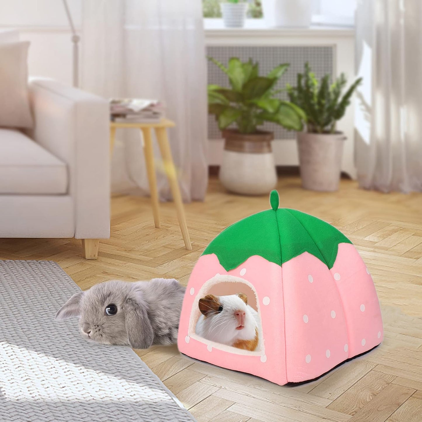 Guinea Pig Hideout Bed Rabbit House Cave Accessories Cozy Hide-Out for Bunny Hedgehog Ferret Chinchilla&Other Small Animals