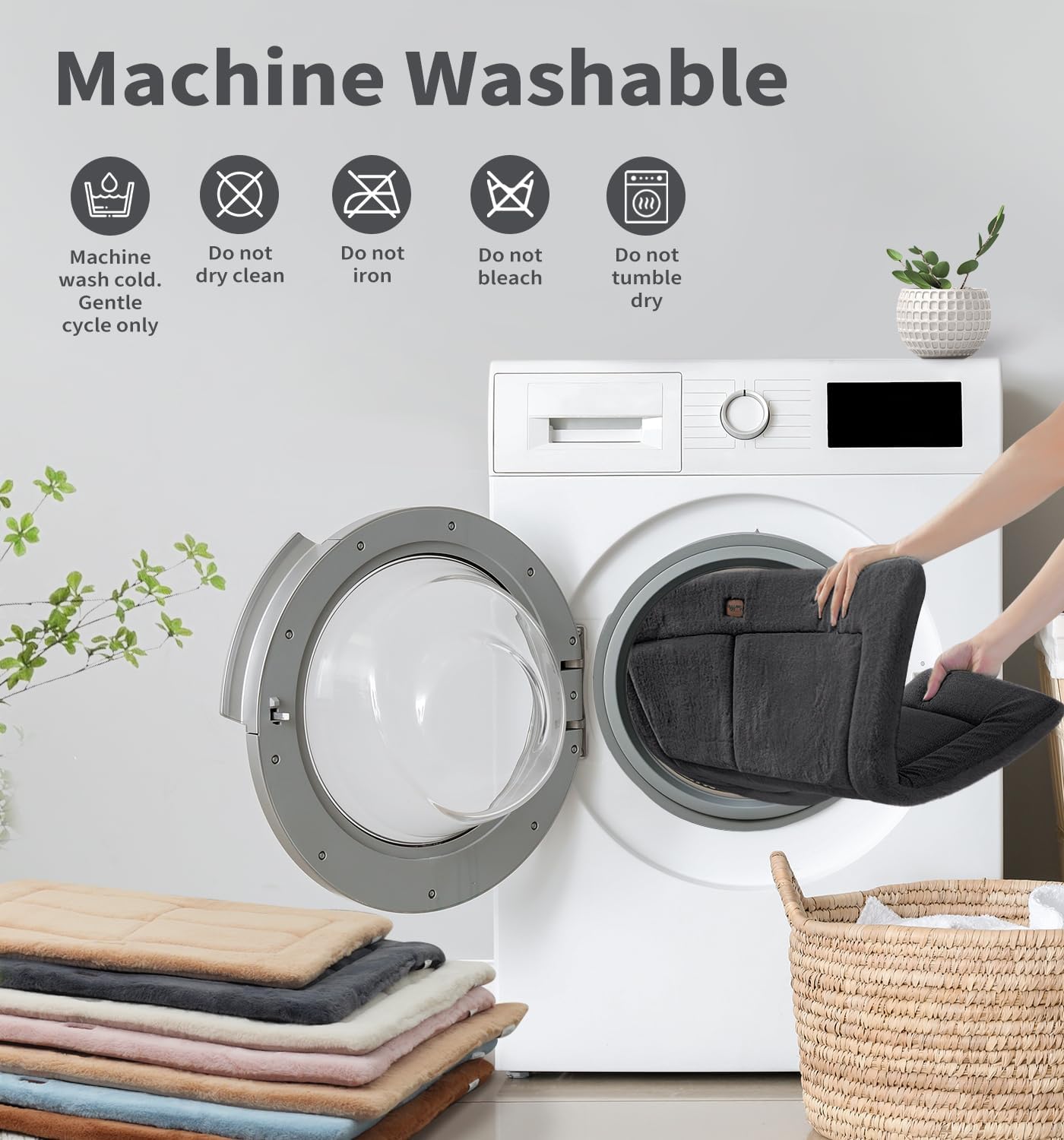 Made4Pets Dog Crate Pad Bed for Large Dogs, Washable & Reversible, Anti-Slip Kennel Mat for Cozy Sleeping, Soft Fluffy Dog Bed for Indoor & Outdoor Use, 36"x27", Dark Gray