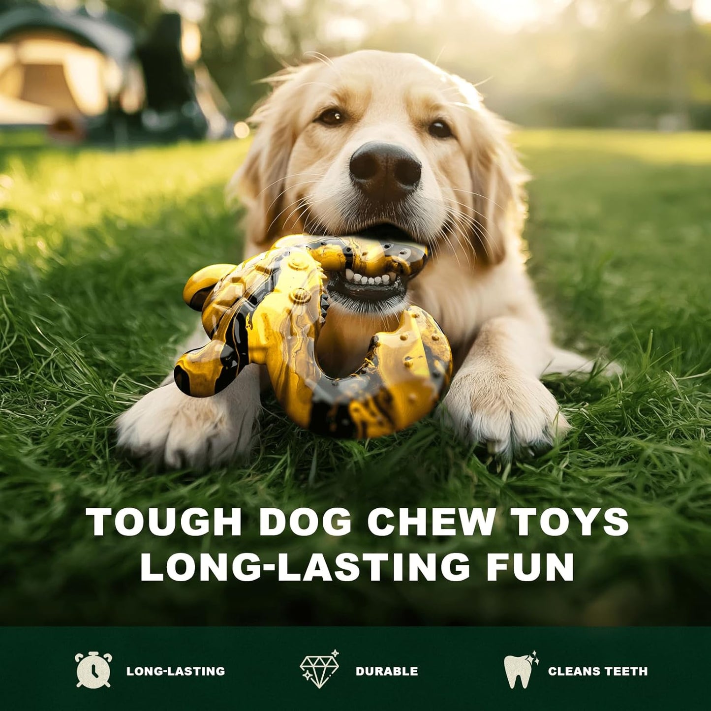 Durable Dog Chew Toy for Aggressive Chewers - Tough Nylon Bone for Medium Breeds, Interactive Teething Toy with Real Bacon Flavor, Keeps Dogs Busy, Christmas Birthday Gifts for Dogs