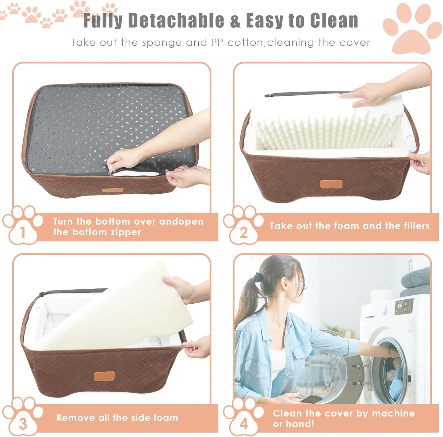 Memory Foam Booster Dog Car Seat Medium Dogs, Elevated Pet Car Seat Under 45 LBS, Detachable Washable, Anti-Slip Dog Booster Seat for Car Back Seat Only, Travel Dog Car Bed, Dog Seat Belt