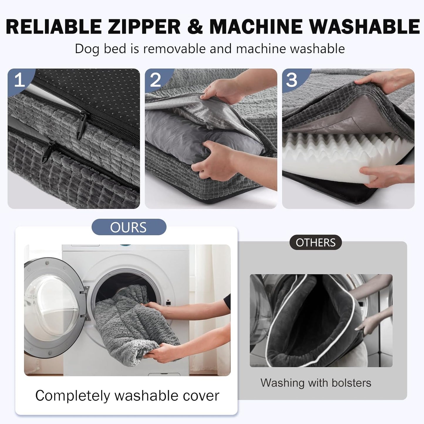 INVENHO Orthopedic Dog Bed Medium Size, Egg-Crate Memory Foam Dog Couch Bed with Washable Removable Cover, Waterproof Lining and Nonskid Bottom