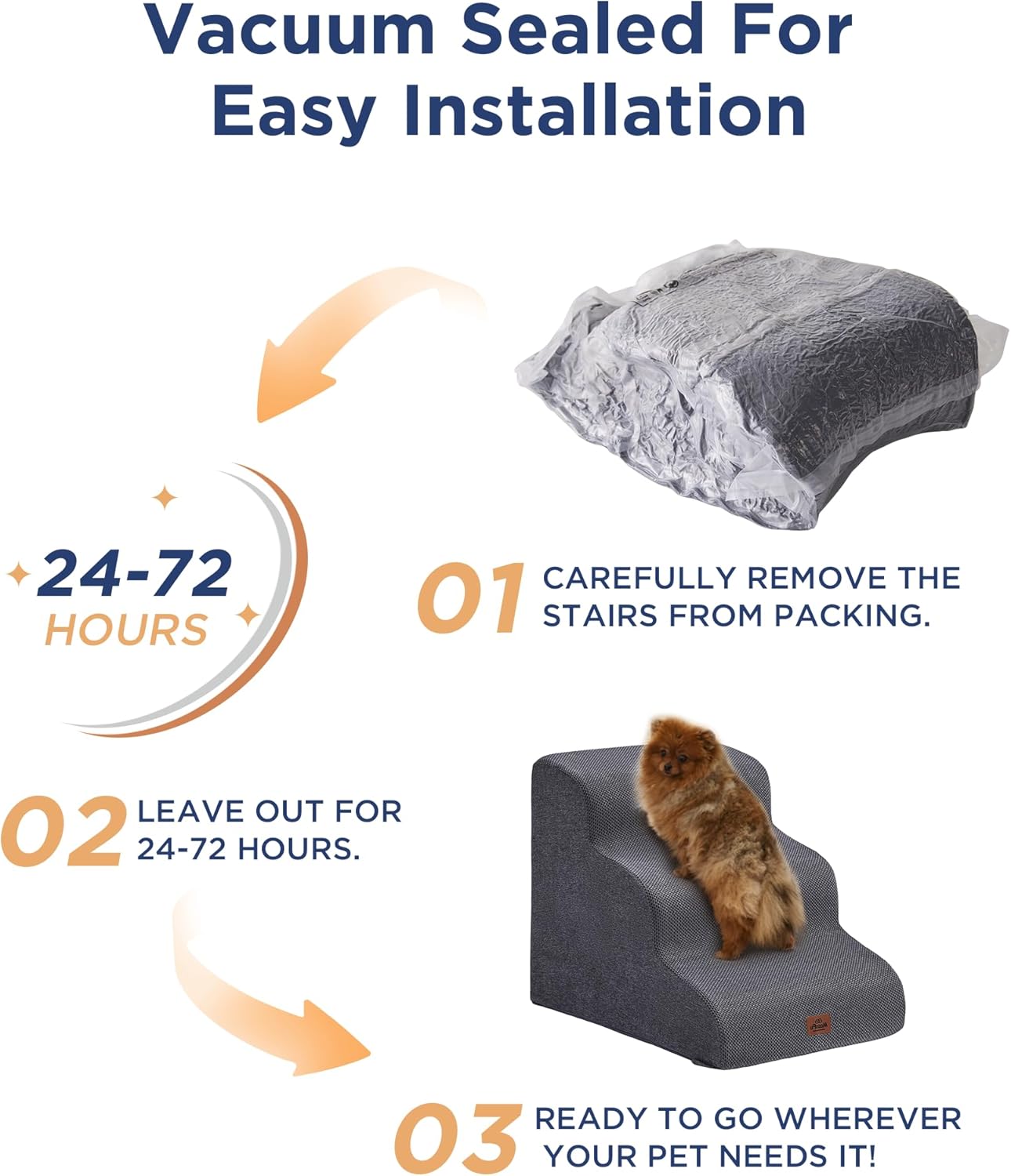 Beige Curved Dog Stairs Ramp for High Beds 28.7" H, 5-Step Dog Steps for Small Dogs and Cats, Pet Stairs for High Bed Climbing, Non-Slip Balanced Pet Step