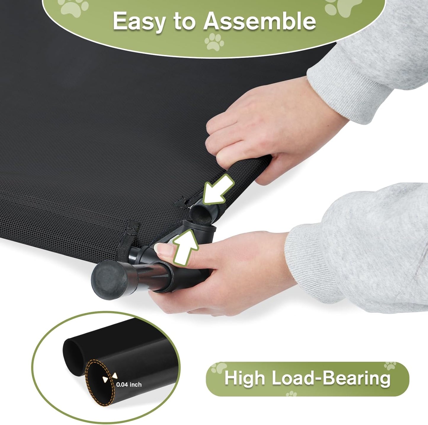 Elevated Dog Bed 35 Inch for Medium Dogs, Breathable Cooling Raised Pet Bed for Backyard or Camping, Portable Indoor & Outdoor Pet Hammock with Non-Slip Feet, Black