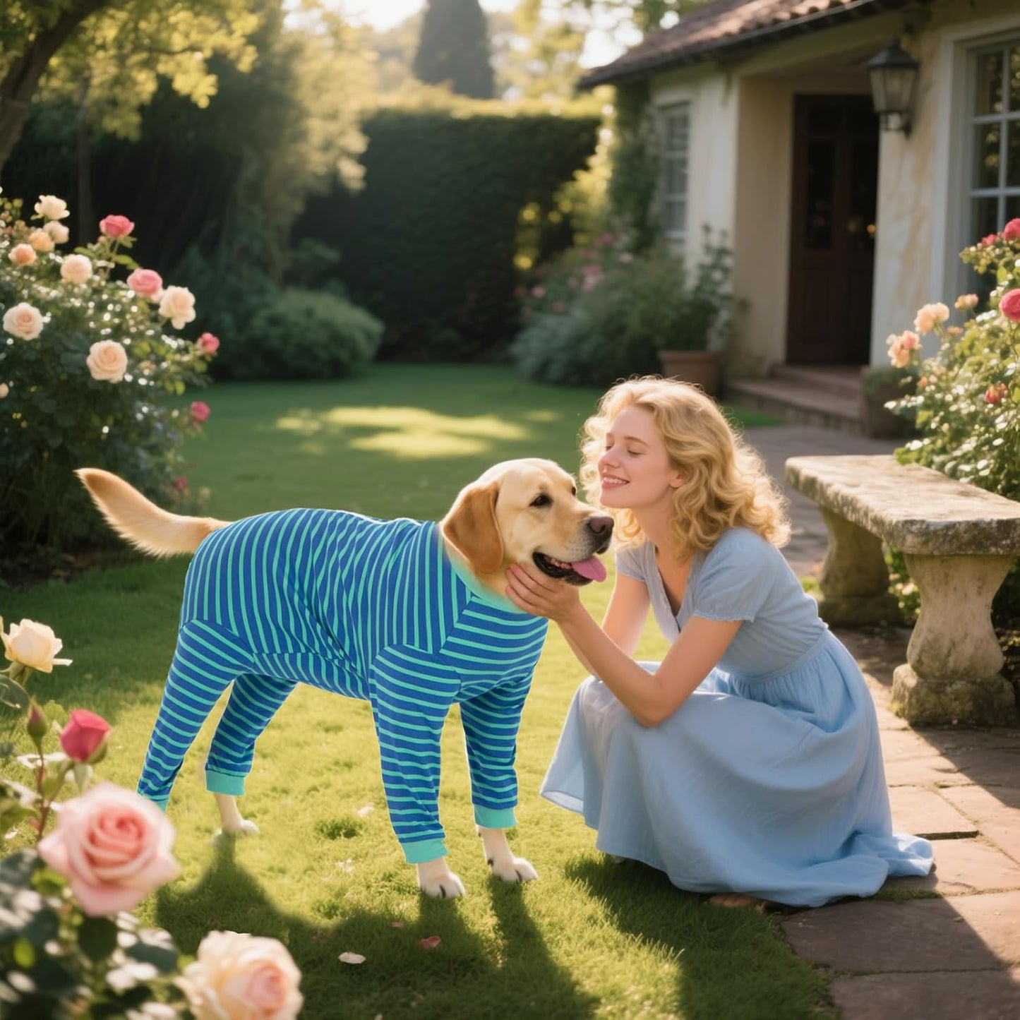 Yeapeeto Dog Onesie Surgery Recovery Suit for Large Medium Bodysuit Dogs Pajamas PJS Full Body for Shedding, Prevent Licking, Wound Protection, Cone Alternative… (Blue Green, X-Large)