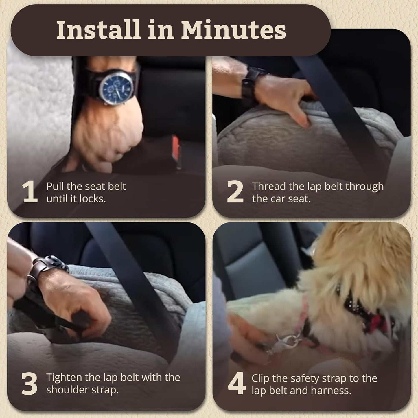 Snoozer Lookout I Car Seat - Dog Car Seats for Small Dogs, Puppy Booster Bed for Small Sized Pets up to 18 Lbs, Elevated, Washable - Size S, Black Quilted