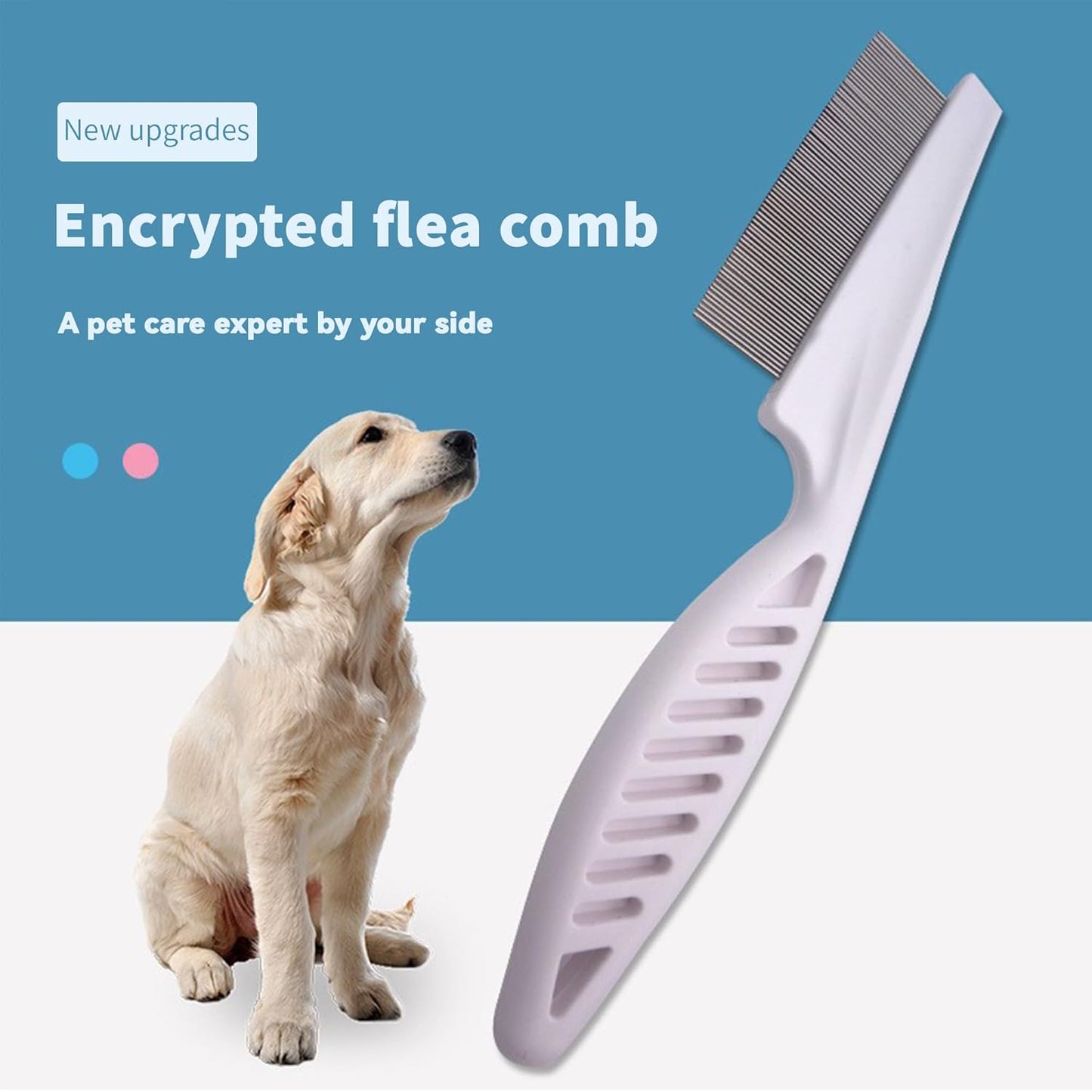 Pet Grooming Comb for Cats & Dogs Removing Tangles and Knots Removes Tangles Knots Stainless Steel Pins Tear Stain Removal