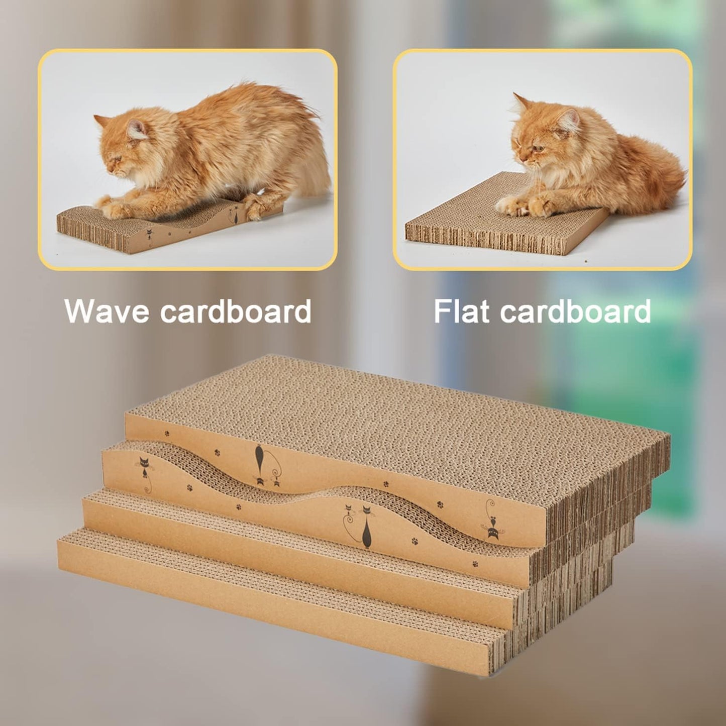 Cat Scratcher Cardboard Pad Scratch Box,4pcs Scratching Board for Indoor Cats,Reversible Durable with Catnip