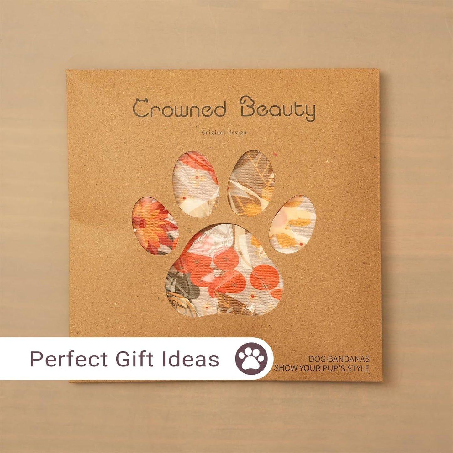 CROWNED BEAUTY Fall Dog Bandanas Reversible Large 2 Pack, Rustic Flower Set, Orange Adjustable Triangle Holiday Scarves for Medium Large Extra Large Dogs Boy Girl Pets DB182-L