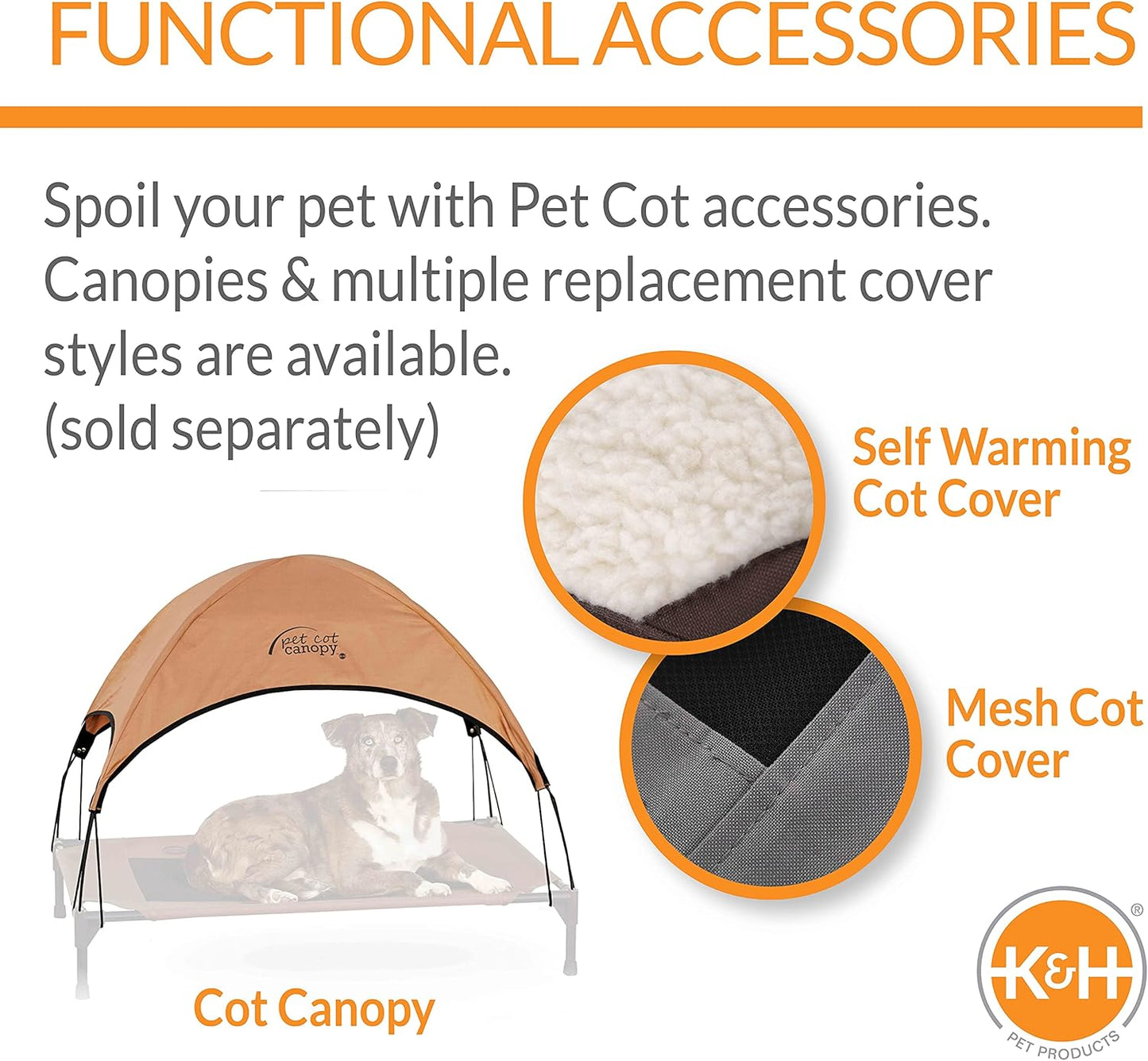 K&H Pet Products Outdoor Elevated Dog Cot, Breathable Cooling Elevated Cot Hammock Pet Bed for Large Dogs, Washable Mesh Cover, Raised Metal Frame, Collapsible, Portable - Large 42 X 30in Camo