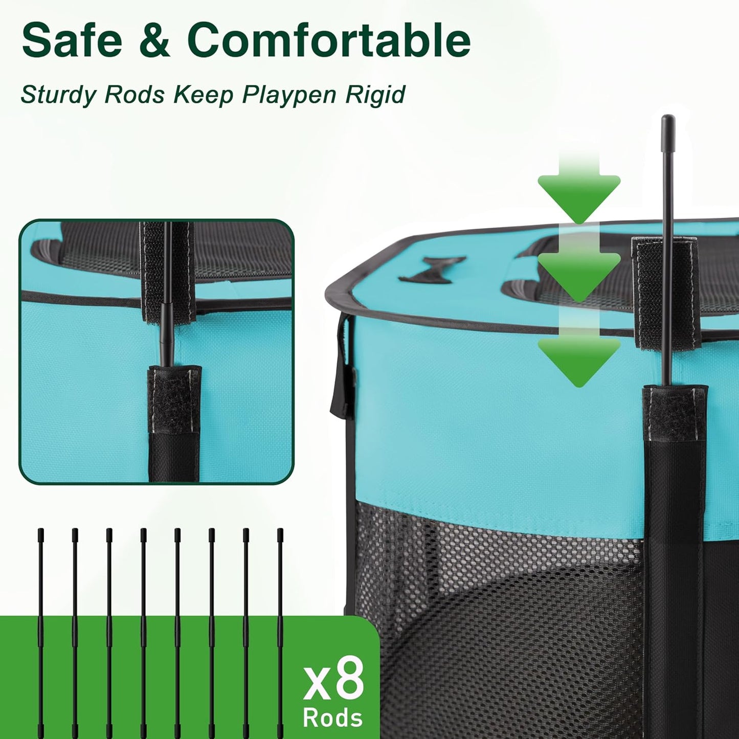 Love's cabin Pet Puppy Dog Playpen, Large Dog Tent Crates Cage Indoor/Outdoor, Portable Exercise Playpen for Dog and Cat, Foldable Pop Up Dog Kennel Playpen with Carring Case (L, Green)