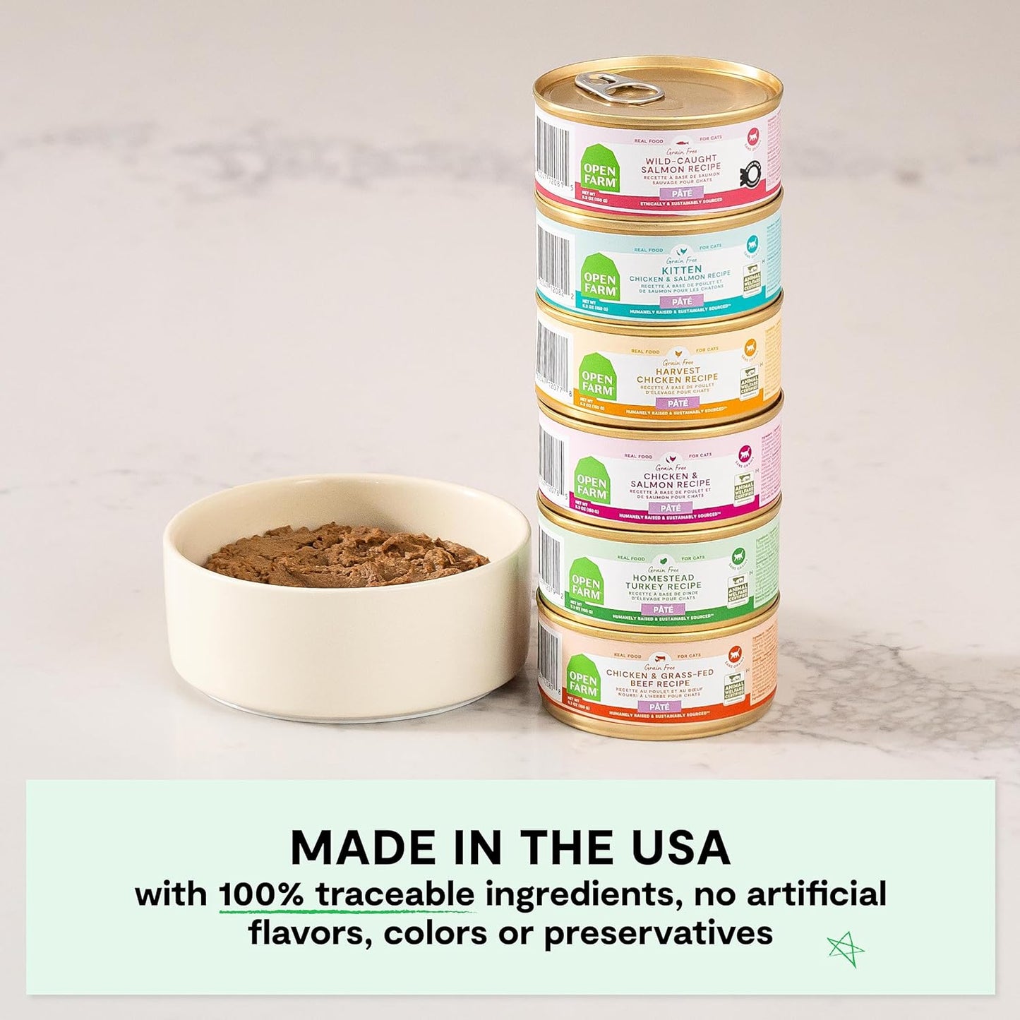 Open Farm Canned Kitten Food, Paté for Complete & Balanced Nutrition, Grain-Free and Legume-Free Wet Kitten Food, Chicken & Salmon Recipe, 5.3oz Cans (Case of 12)