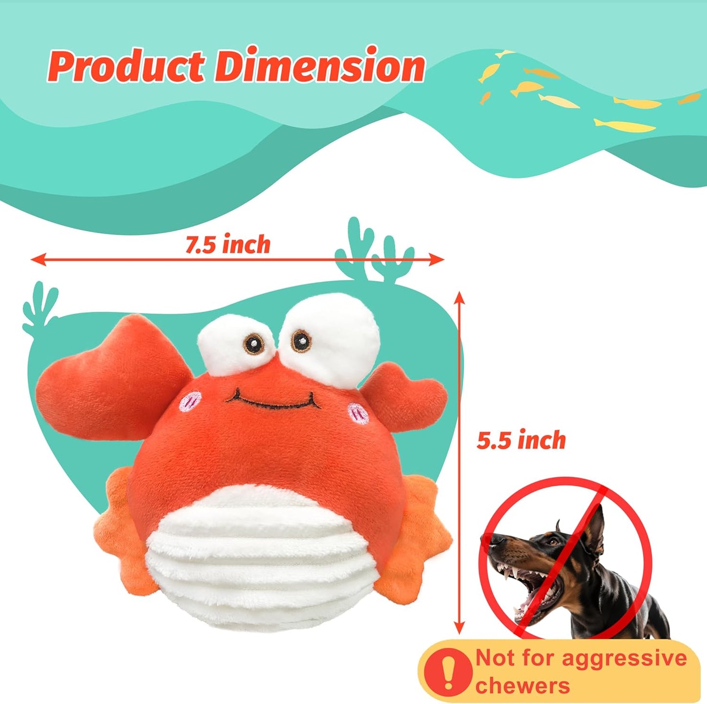 Crab Interactive Dog Toys – Rechargeable Self-Play Toy with Motion-Activated Ball & Music Recording Modes for Small, Medium & Large Dogs, Moving Dog Toy to Keep Them Busy