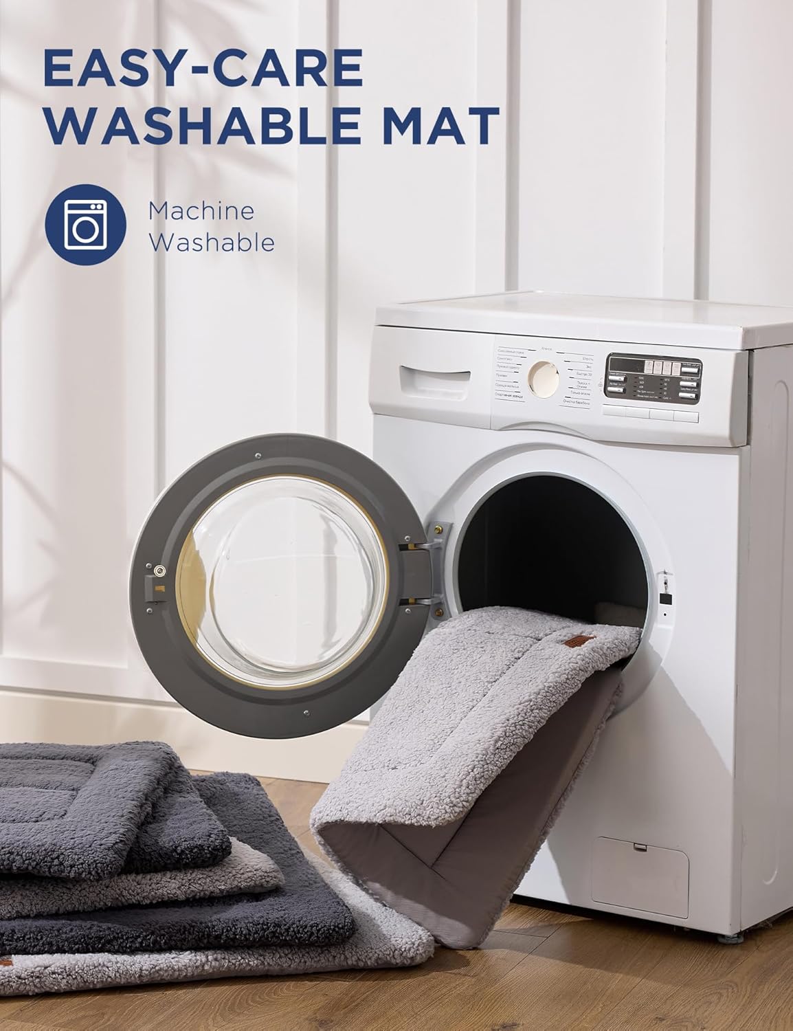 Joydeco Low Profile Dog Crate Mat Reversible Bed Pad, Washable Dog Pad Mat with Ultra Soft Fleece, Compact Design Kennel Beds Mats for Extra-Large Medium Small Pets, 41" x 28" Gray