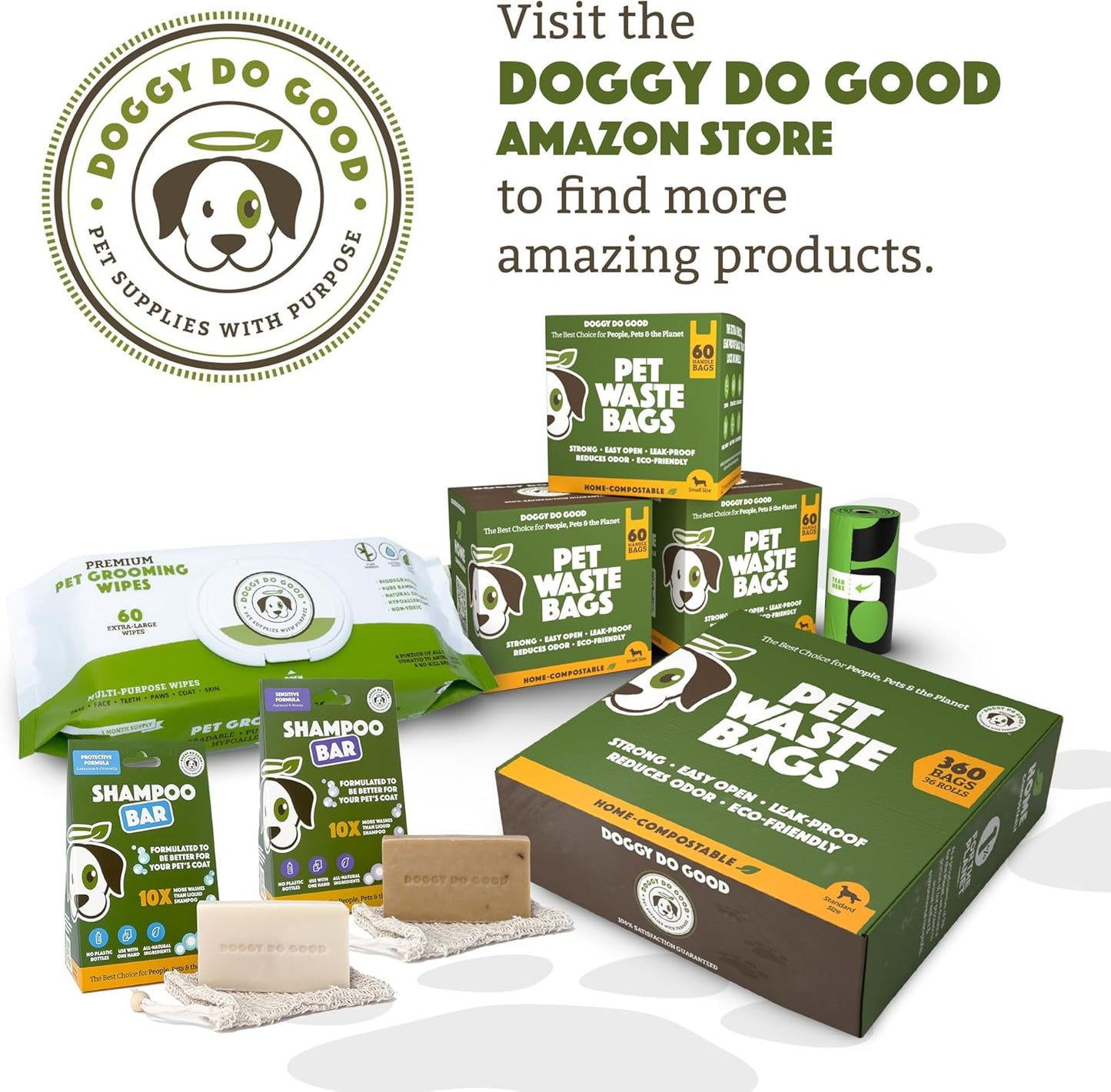 Doggy Do Good Poop Bags for Dogs (360Ct), Easy Open Dog Poop Bags Rolls, Certified Home Compostable