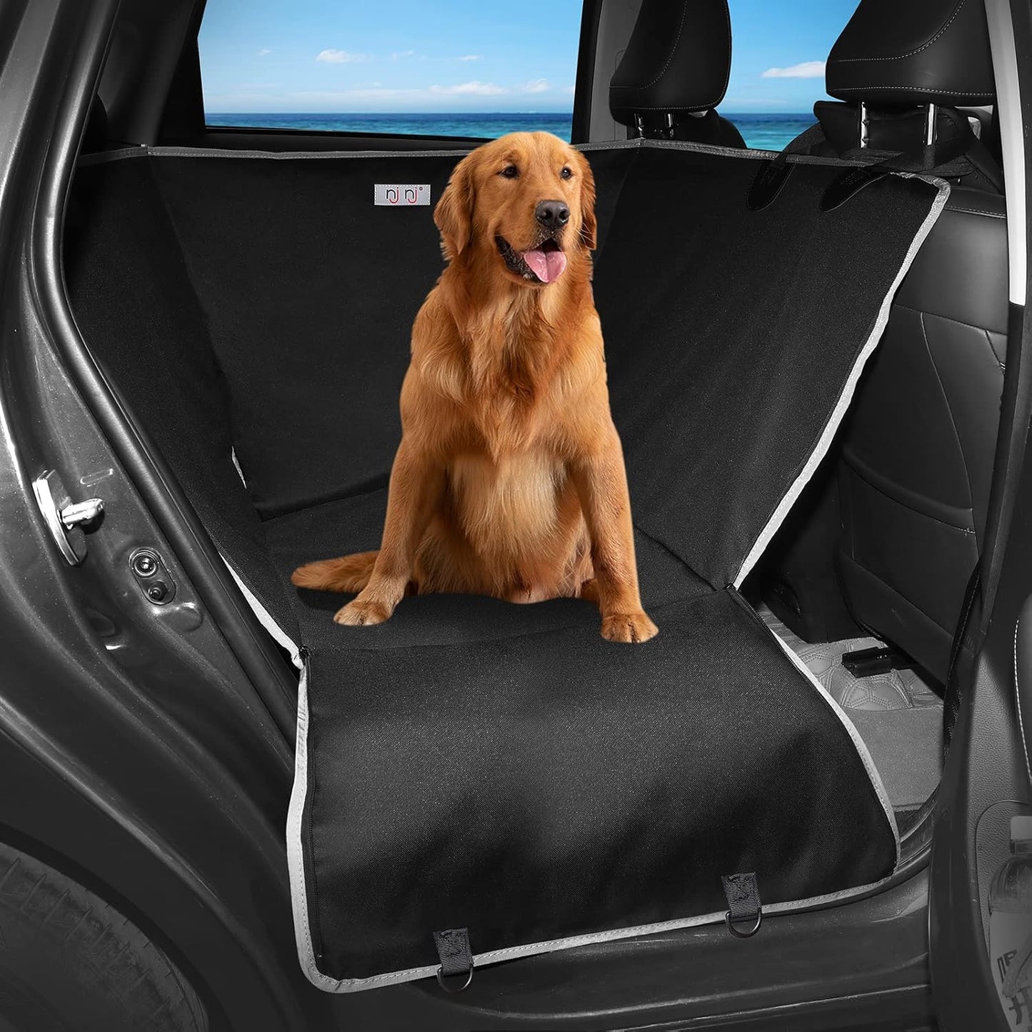 njnj Dog Car Seat Cover for Back Seat - Waterproof Dog Half Hammock for Cars,Scratchproof Pet Backseat Protector,Perdurable,Non-Slip Booster Seat for Small,Medium and Large Dogs