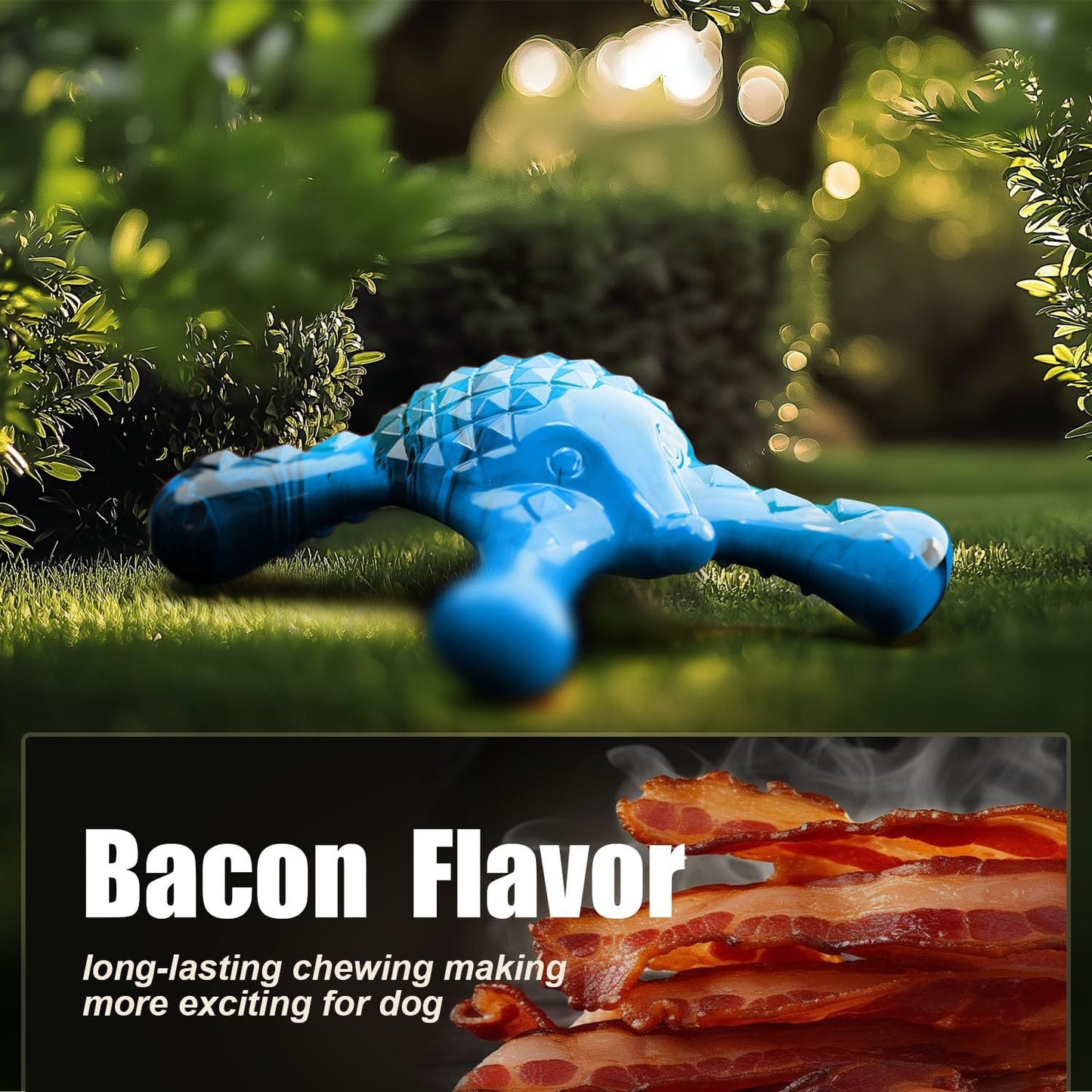 Dog Toys for Aggressive Chewers, Nylon Indestructible Toy for Medium Large Dogs, Hedgehog-Shaped Chew Toys with Bacon Flavor, Long Lasting, Dog Toys for Boredom, Blue